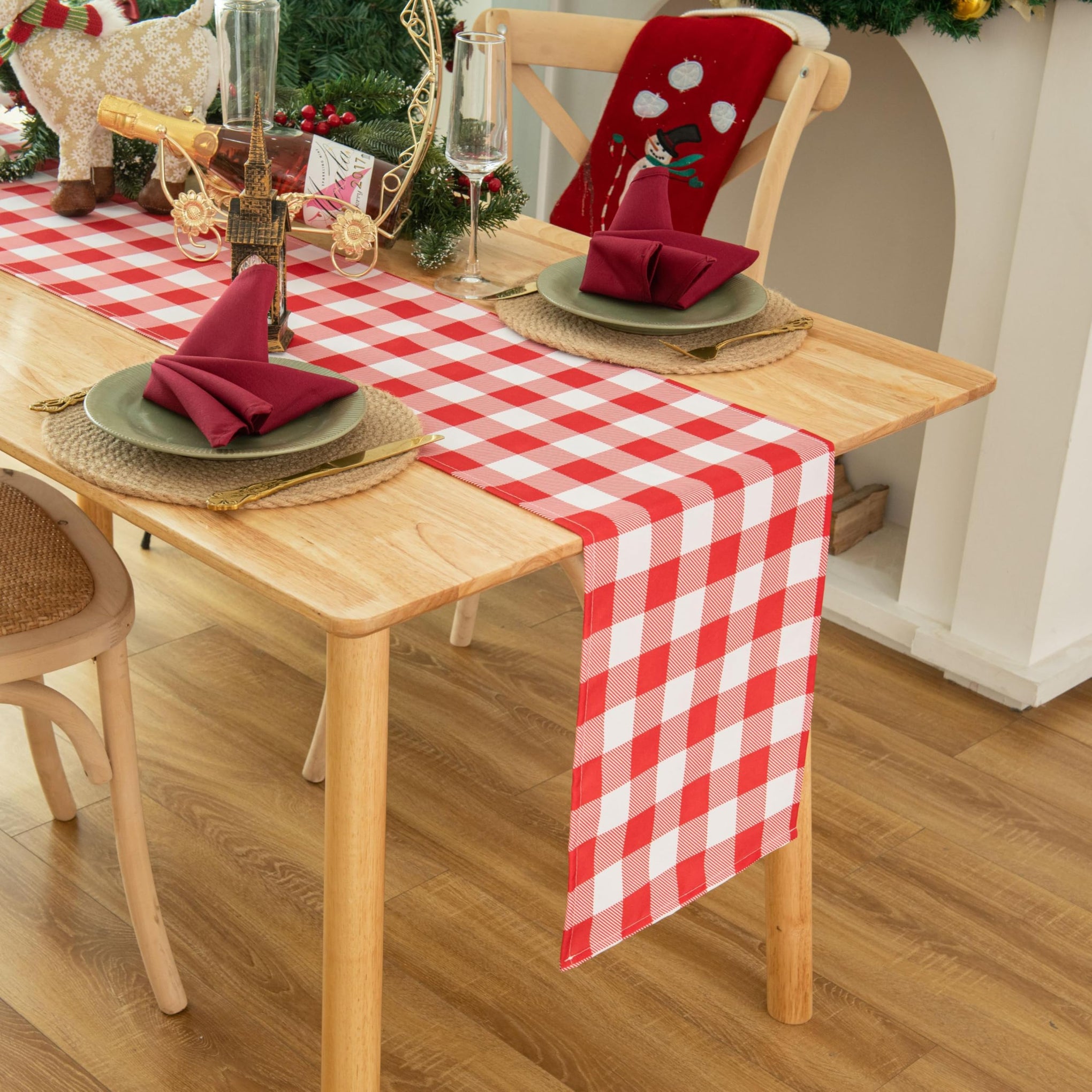 Waterproof Checkered Tablecloth Runner Fabric