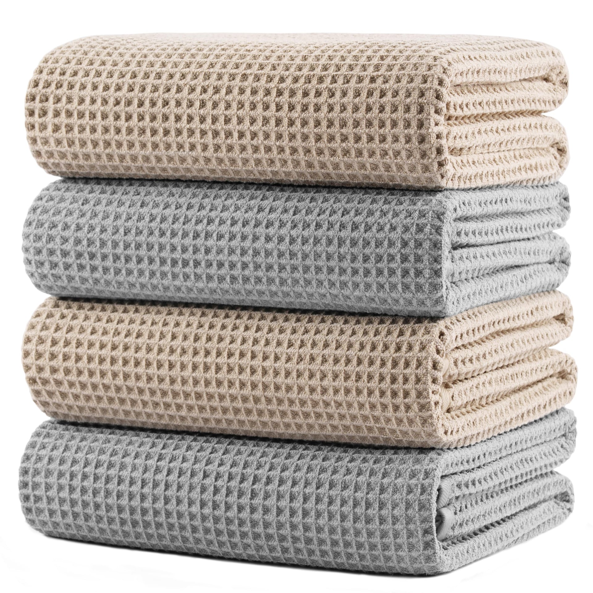 430 GSM Poly Blend Microfiber Quick Dry Waffle Bath Towel (4 Count)