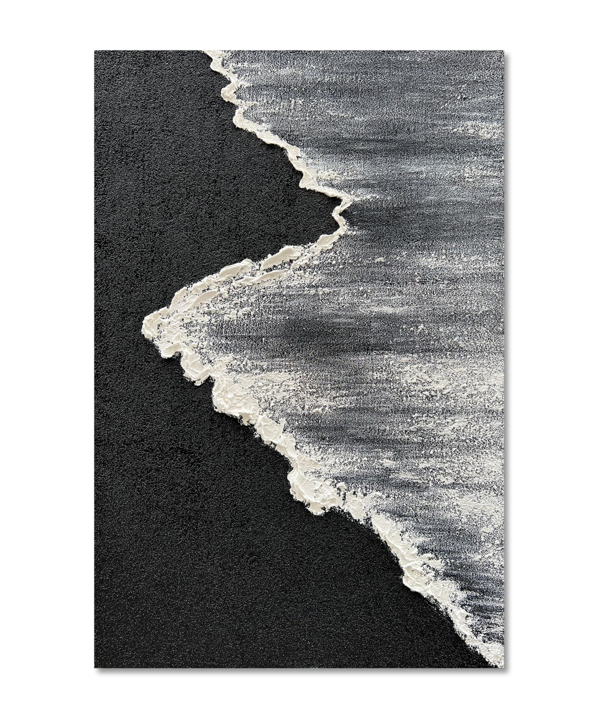 Art Hand Painted 3D Ocean Landscape Oil Painting Black and White Abstract Canvas Art Mural Family Wall Decoration Art 45x30 inches