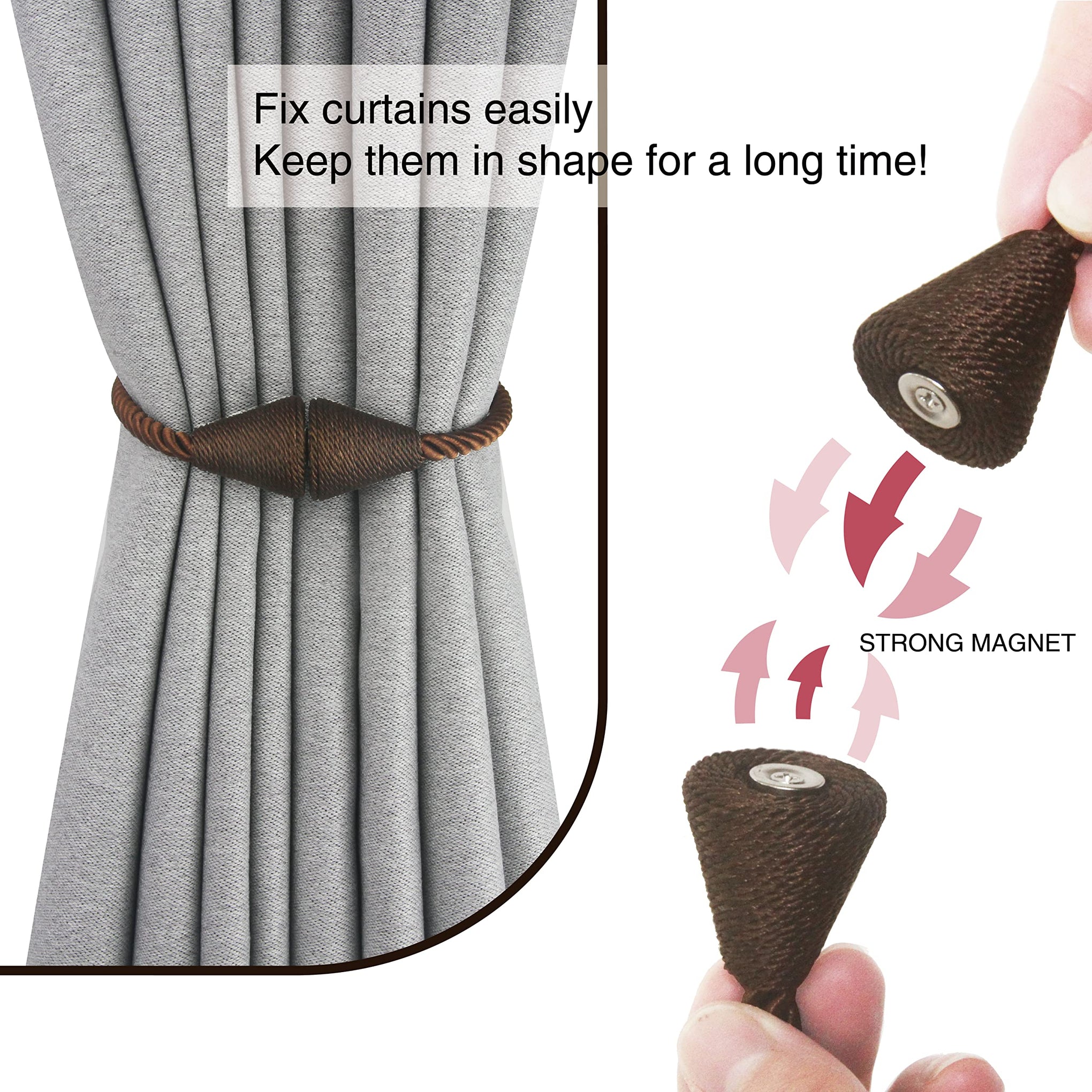 Magnetic Curtain Tiebacks Rope Decorative Holdbacks for Drapes Nieffeiy