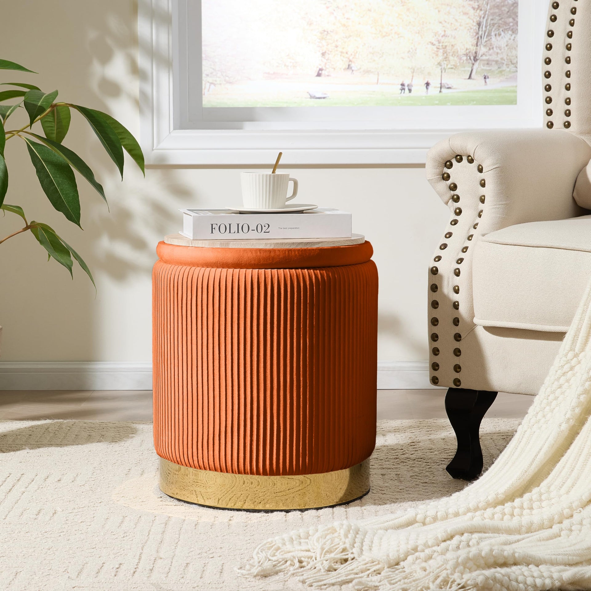 Round Ottoman with Storage Set of 2 (2 Count)