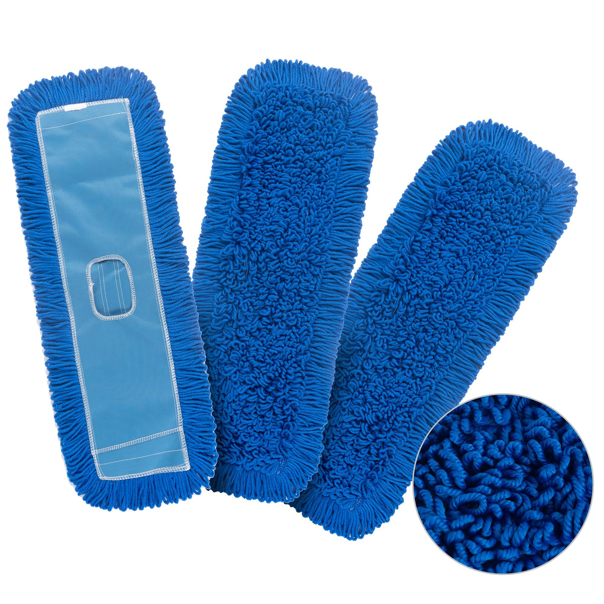 Matthew 24'' Microfiber Loop Dust Mop Washable Commercial&Residential Heavy Duty Mop Head Replacement Premium Absorbent Industrial Dust Mop Refill Pads for Hardwood (3 Count) - ModHome Supplies