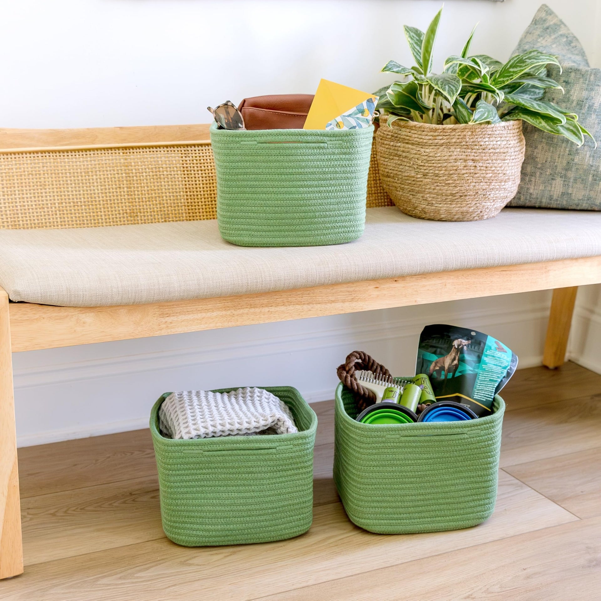 Storage Cubes 9”x9”x7”Cotton Rope Woven Baskets for Organizing 3 (3 Count)