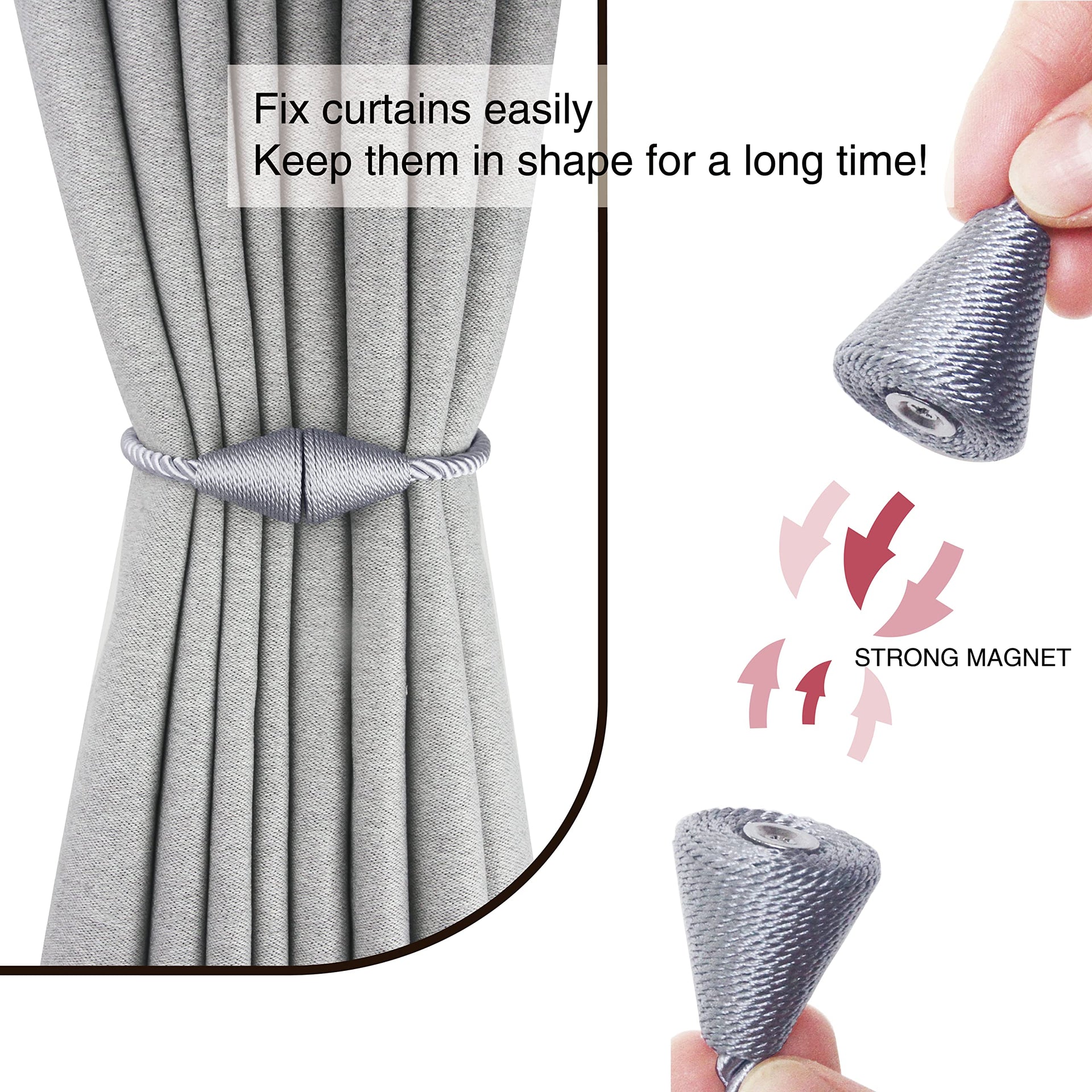 Magnetic Curtain Tiebacks Rope Decorative Holdbacks for Drapes Nieffeiy