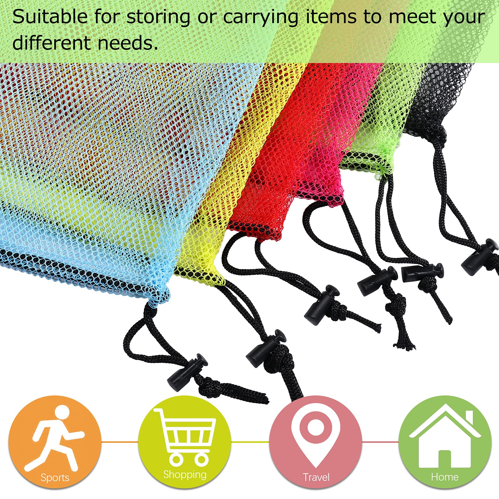 13"X15.5" 6Pcs Mesh Laundry Drawstring Bag Nylon Drawstring Gym Bag with Cord Lock Closure (6 Count)