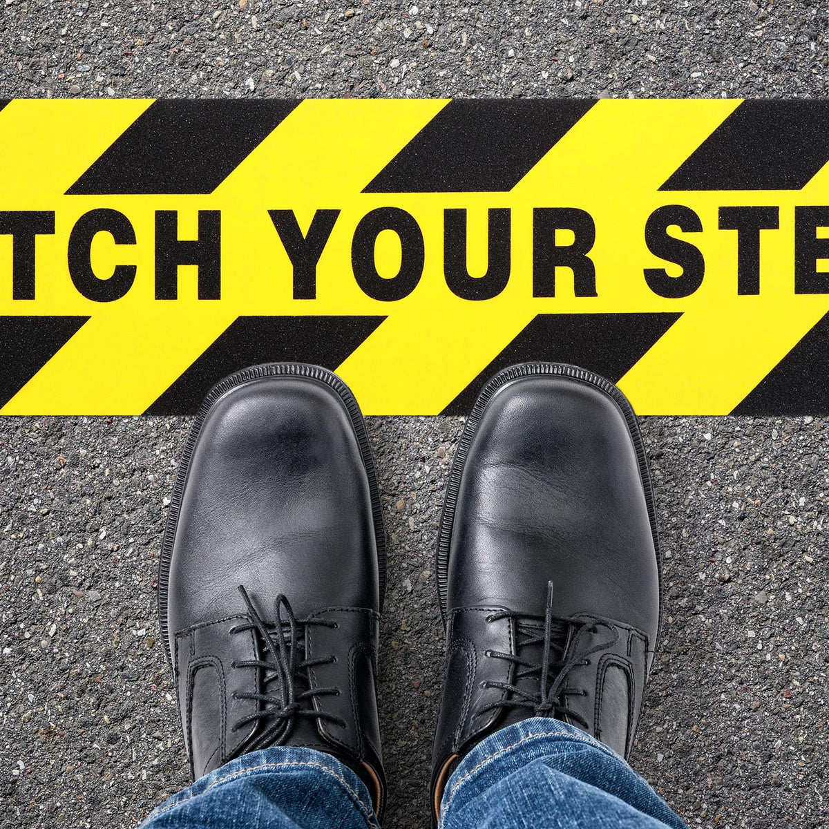 12 Pieces Watch Your Step Floor Stickers Anti Slip Abrasive Safety (12 Count)