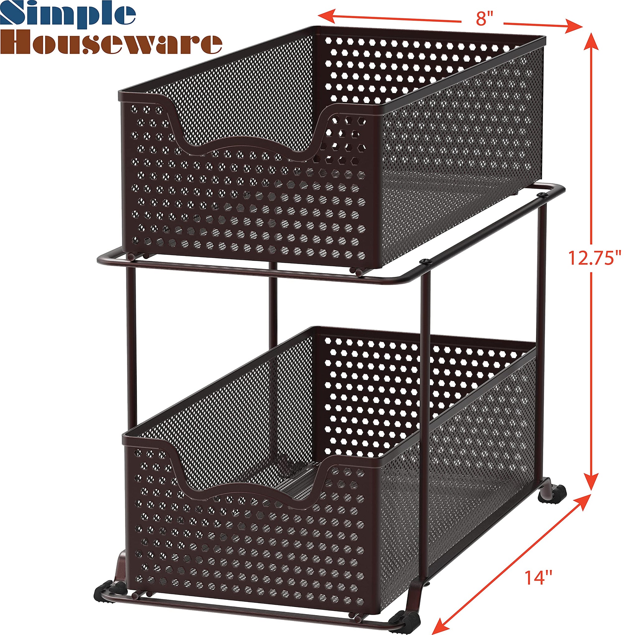 2 Tier Sliding Cabinet Basket Organizer Drawer
