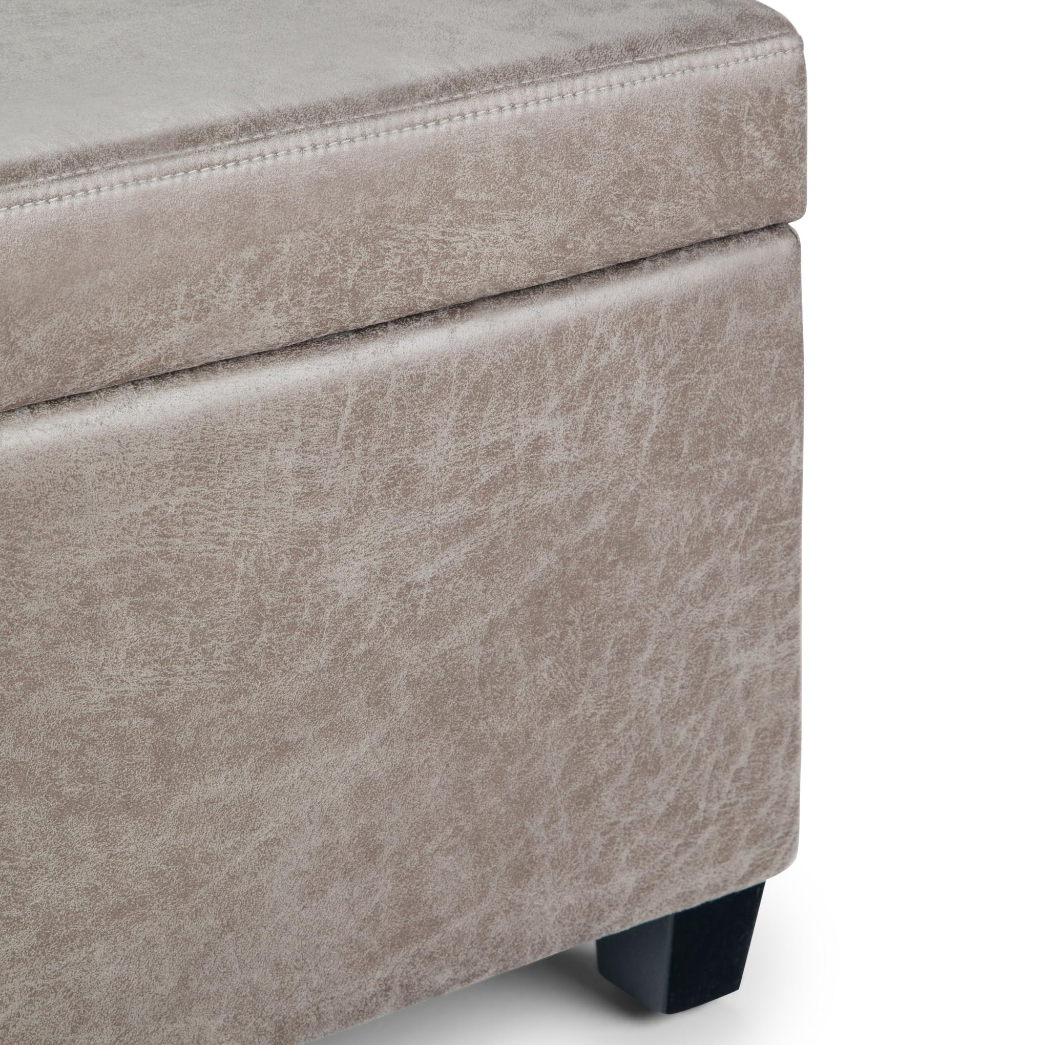Avalon 48" Wide Linen Look Fabric Storage Ottoman in Cloud Grey