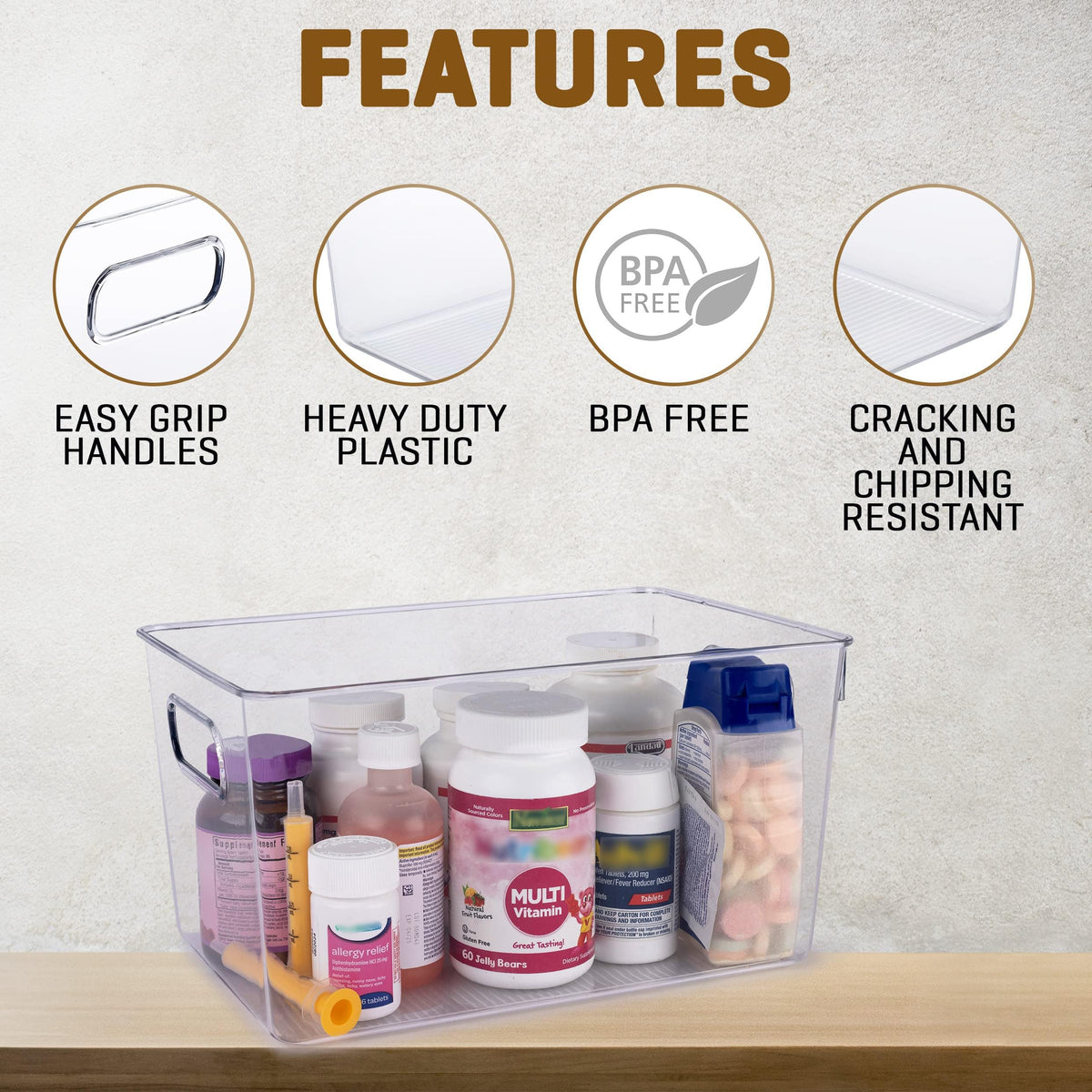 Clear Plastic Storage Bins (8 Count)