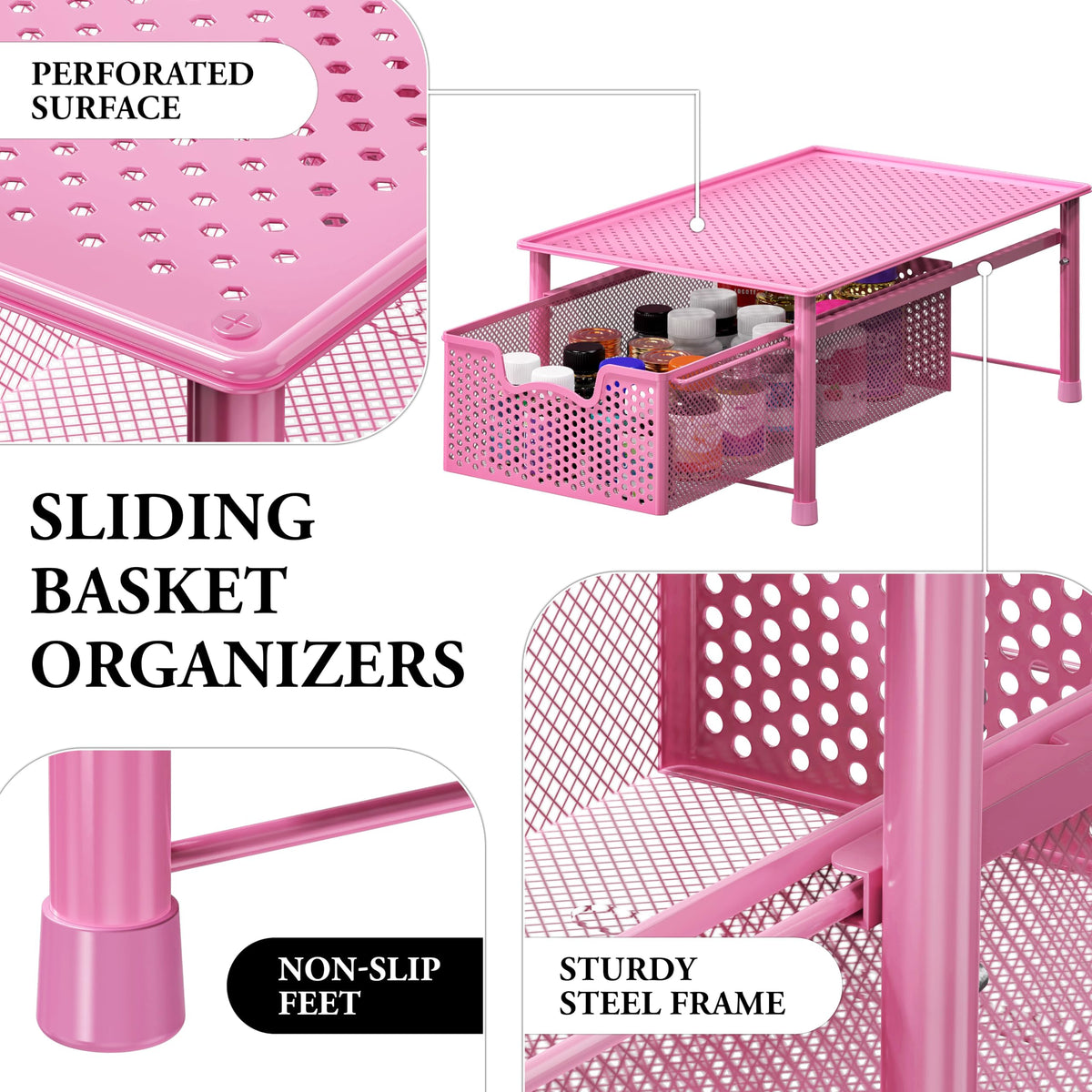 Stackable Cabinet Basket Drawer Organizer