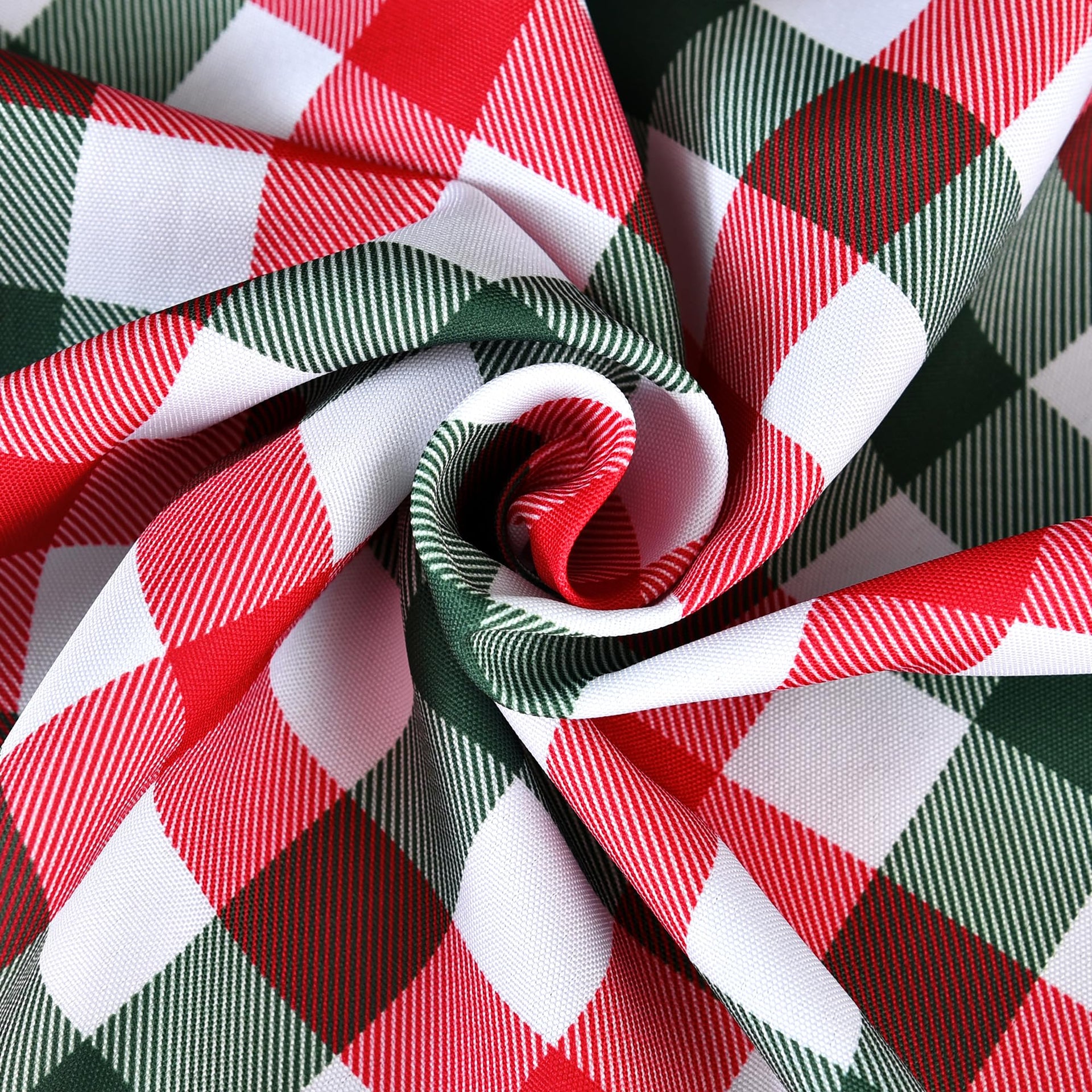 Red Waterproof Plaid Christmas Tablecloth Fabric
