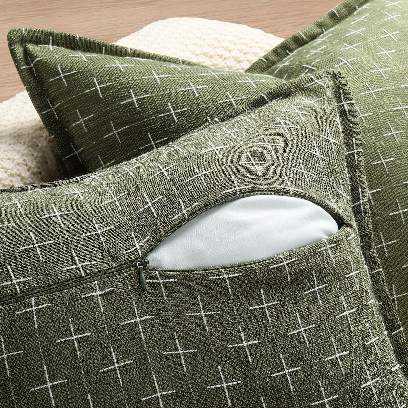 12x20 Pillow Covers Set of 2 Soft Polyester Textured Lumbar Pillow Covers with Stylish Flange Edge Cozy Farmhouse Throw Pillows for Couch Bed Sofa Living Room (2 Count)