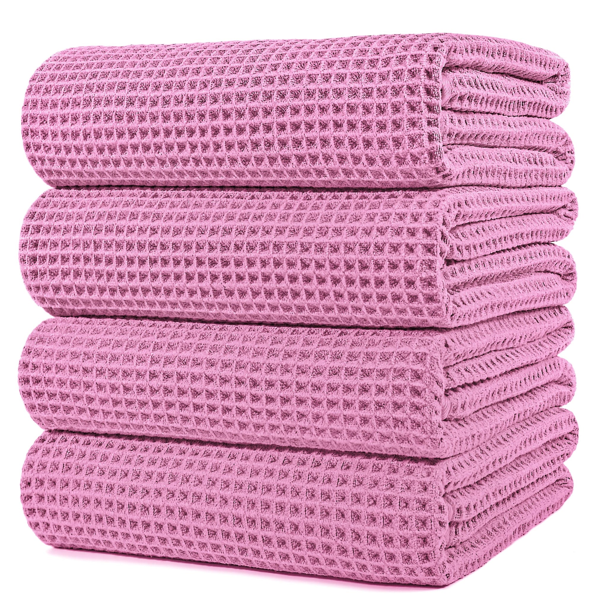 430 GSM Poly Blend Microfiber Quick Dry Waffle Bath Towel (4 Count)