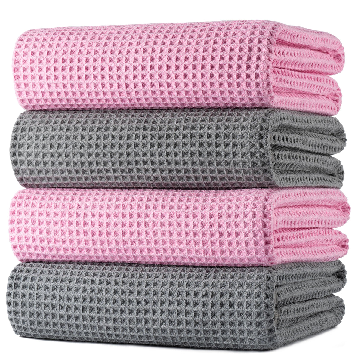 430 GSM Poly Blend Microfiber Quick Dry Waffle Bath Towel (4 Count)