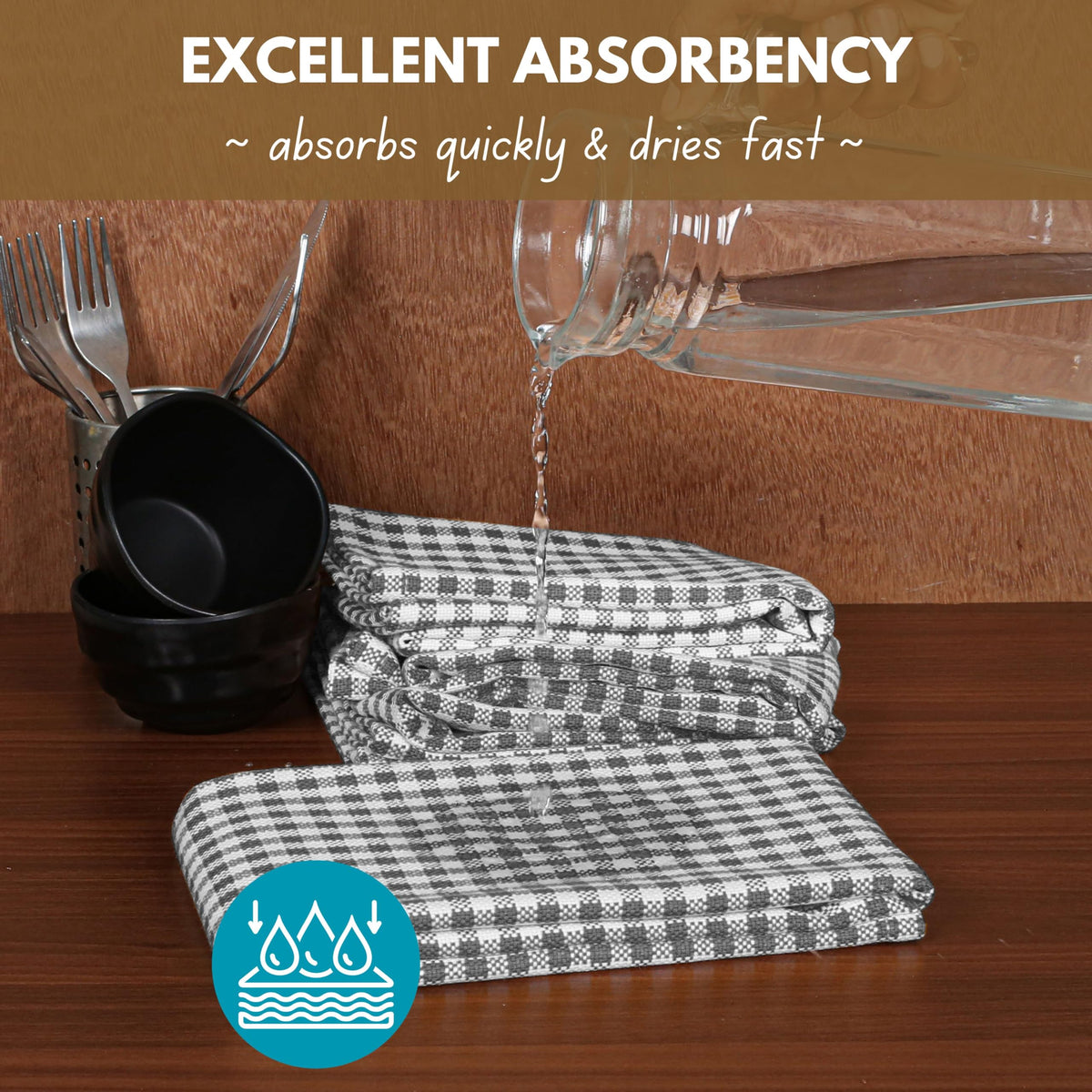 12 Pack Gingham Mini Check Kitchen Dish Towel Cotton Durable Washable 16"x26" (12 Count)