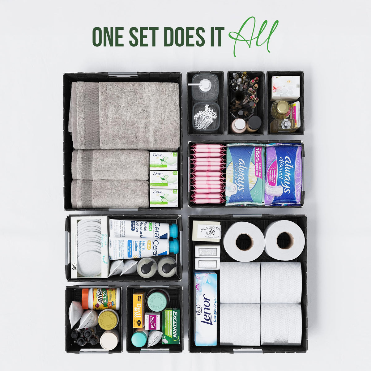 Baskets For Organizing Set Of 9 Black (9 Count)