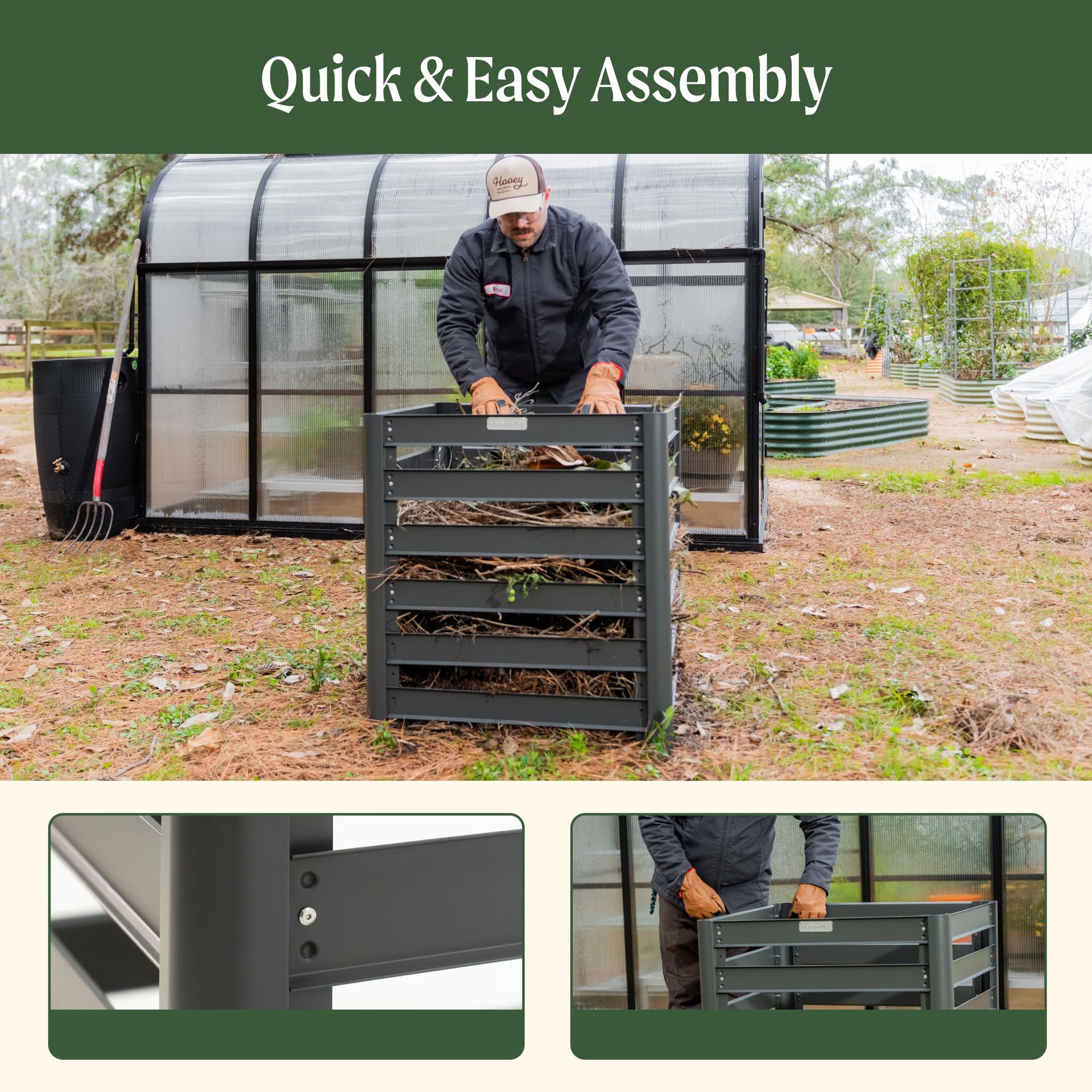 32" Tall Modular Compost Bin 90" x 30" x 32"