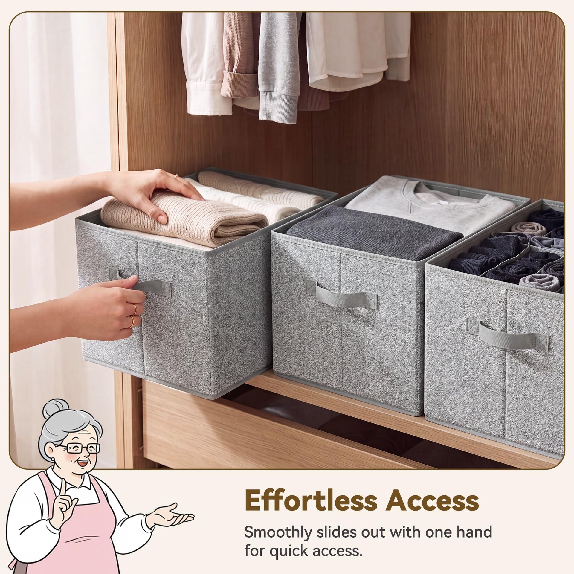 Closet Storage Bins with Handles (3 Count)