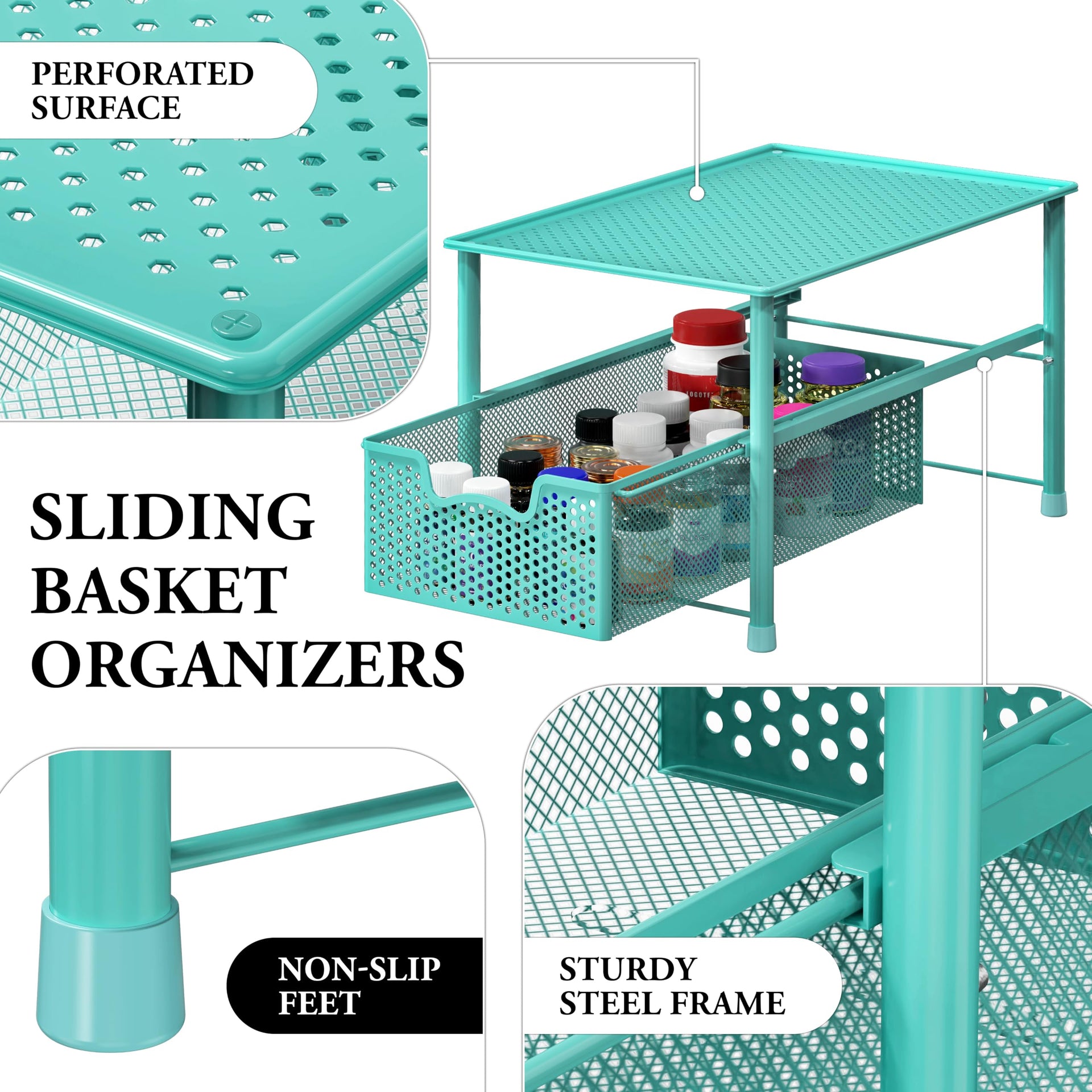 Stackable Under Sink Sliding Basket Drawer