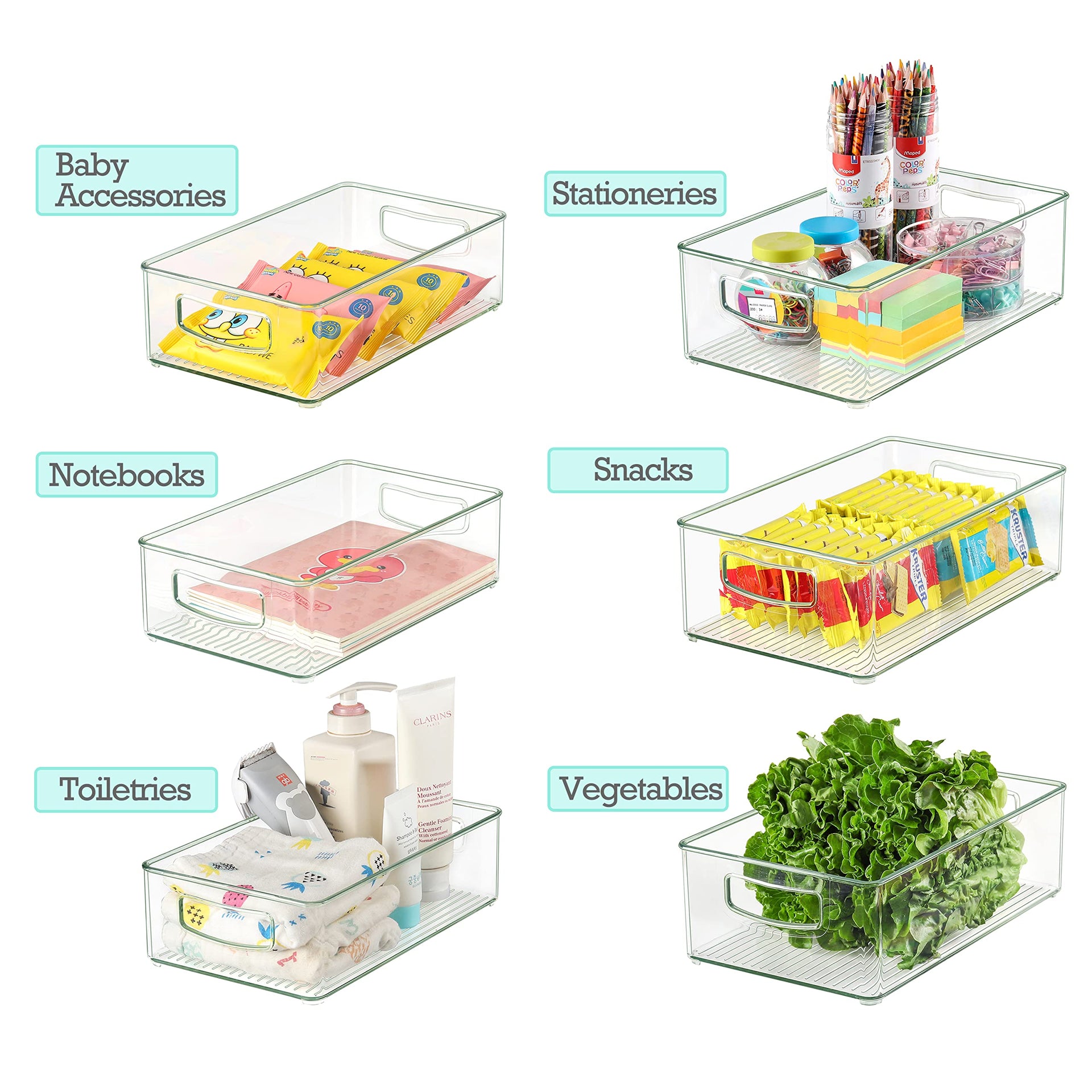 Set of 8 Clear Fridge Organizer Bins (8 Count)