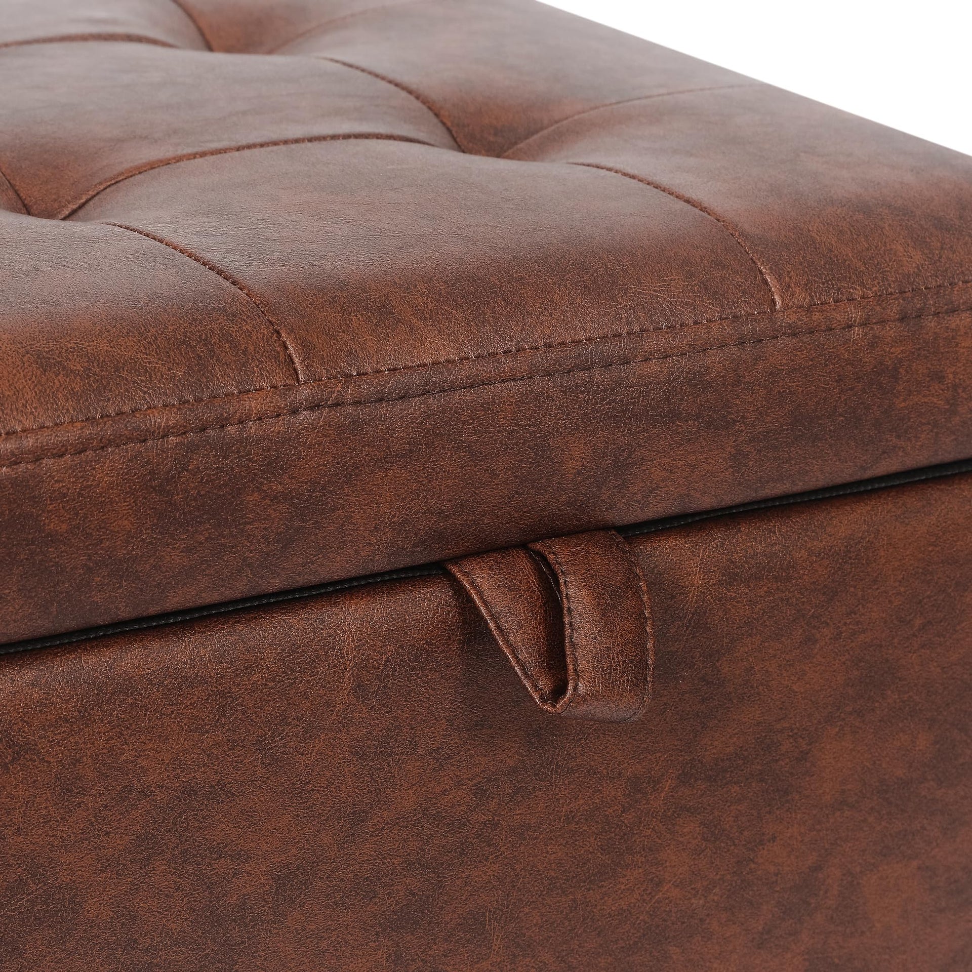Faux Leather Storage Ottoman