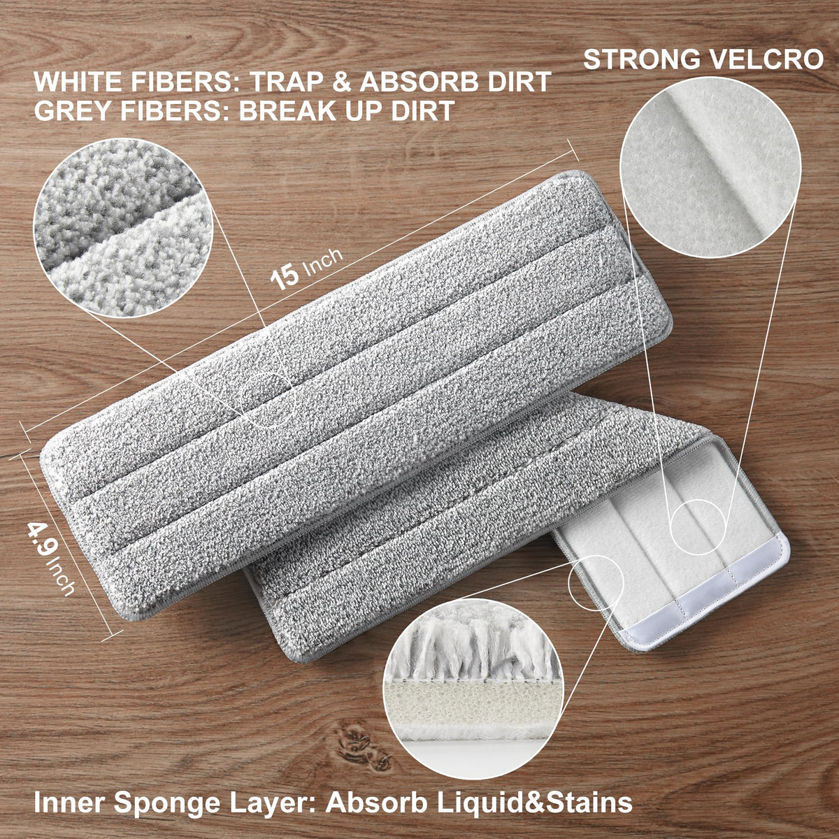 Microfiber Replacement Pad for 15" Flat Mop System