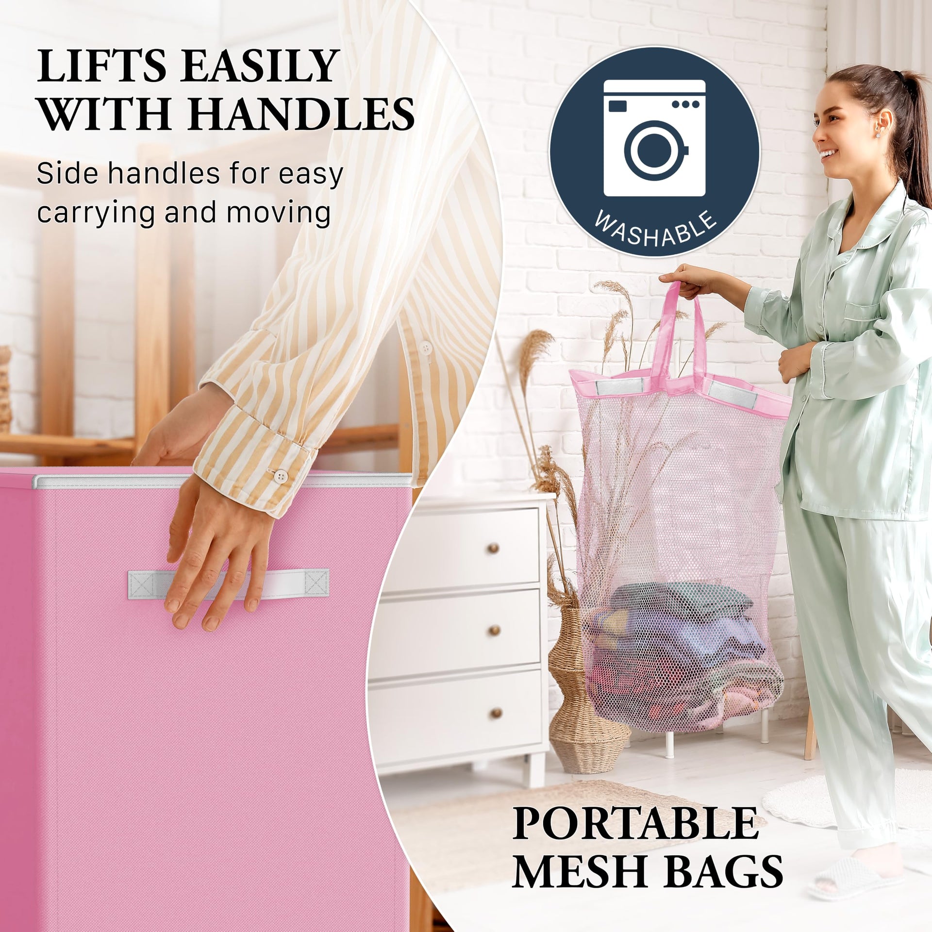 Double Laundry Hamper with Lid & Removable Bags