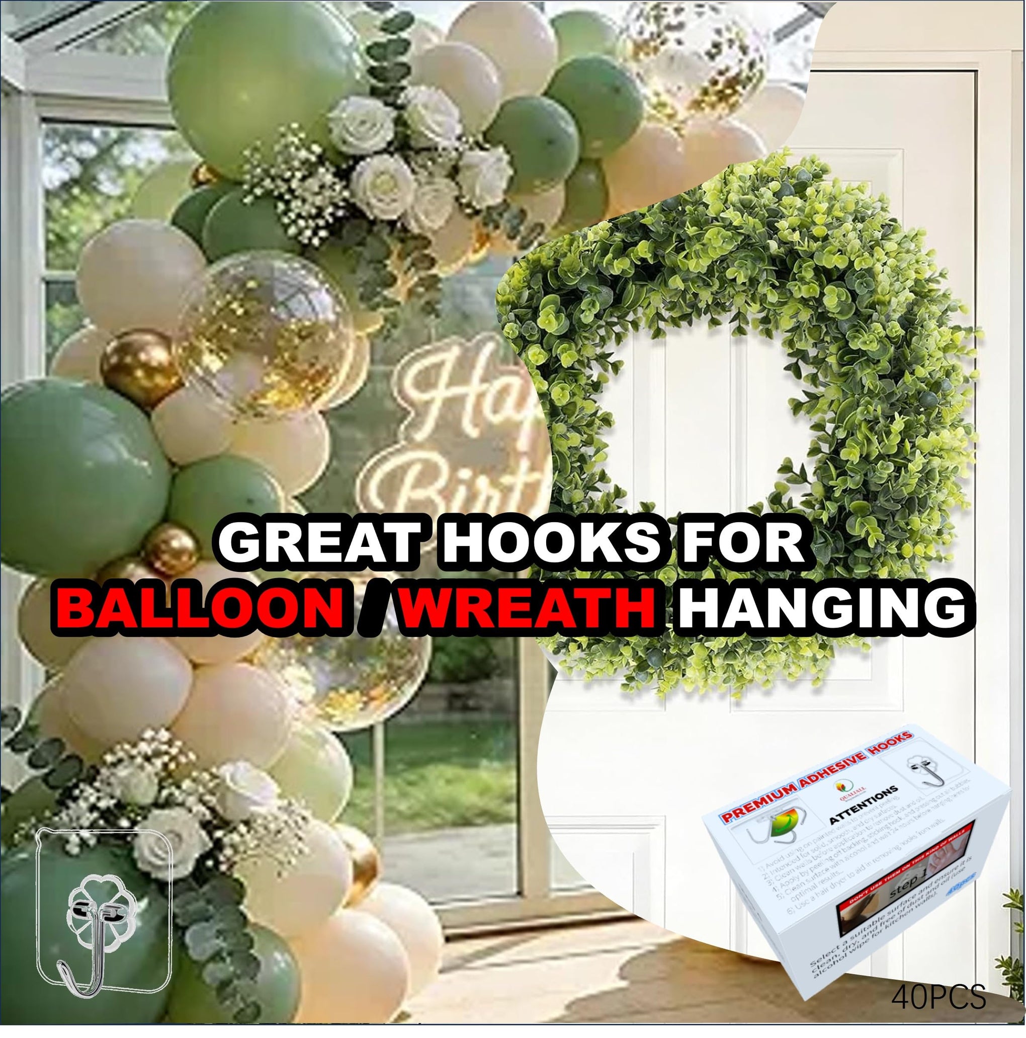 Adhesive Hooks (40 Count)