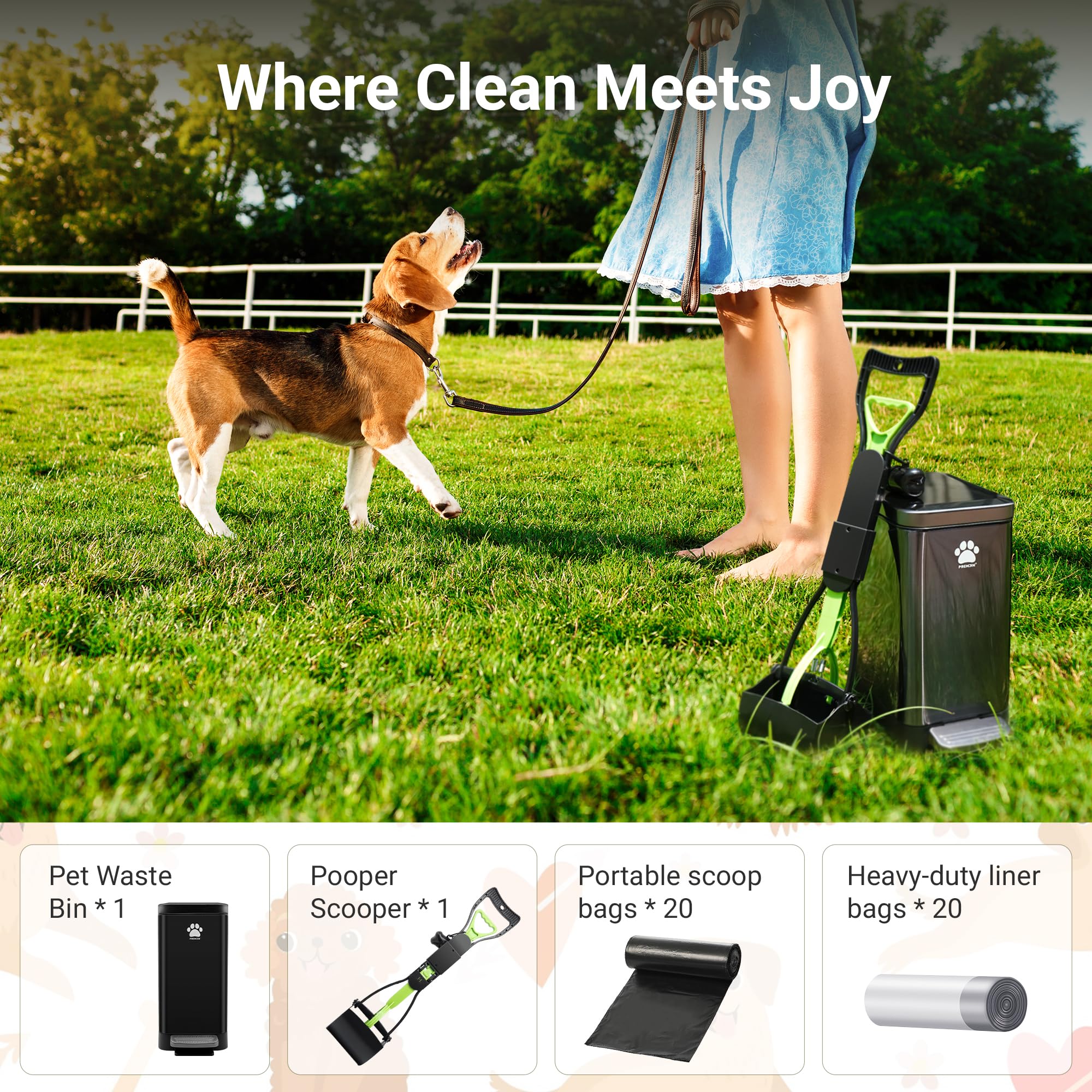 Dog Poop Trash Can Outside with Poop Scooper for Dogs