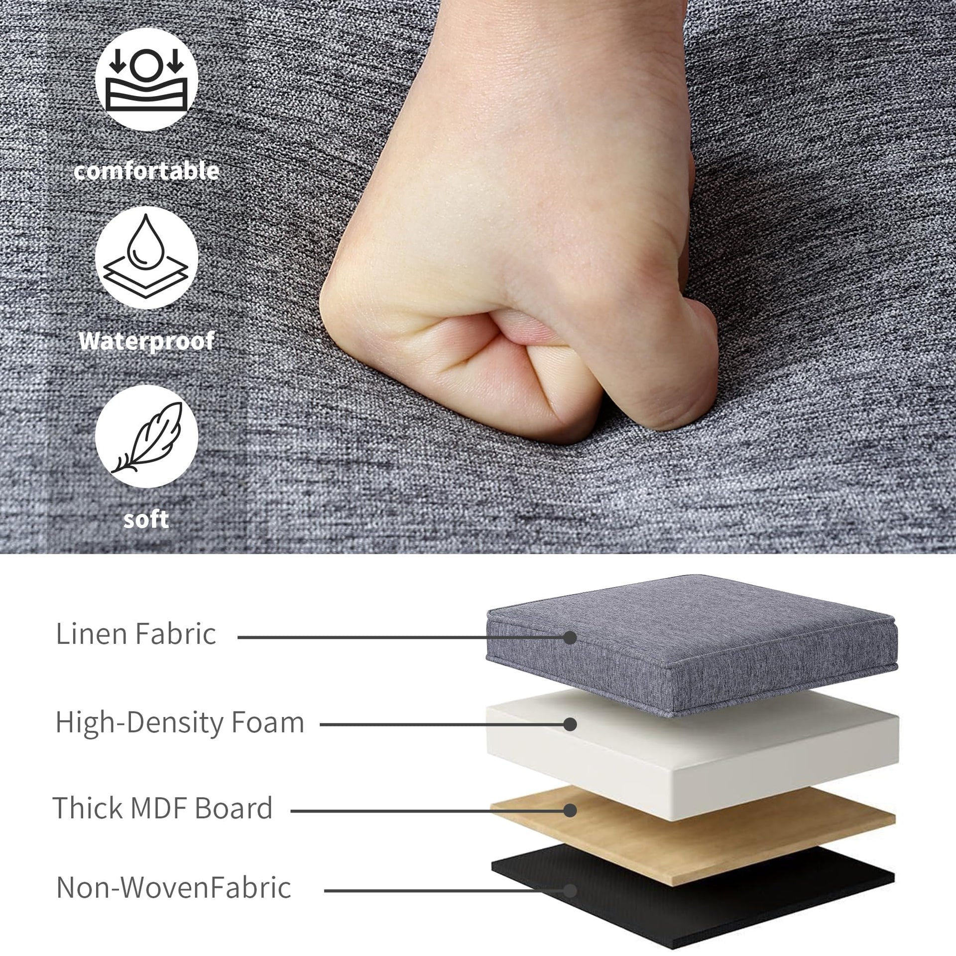 17.5 Inch Square Storage Ottoman with Wheels
