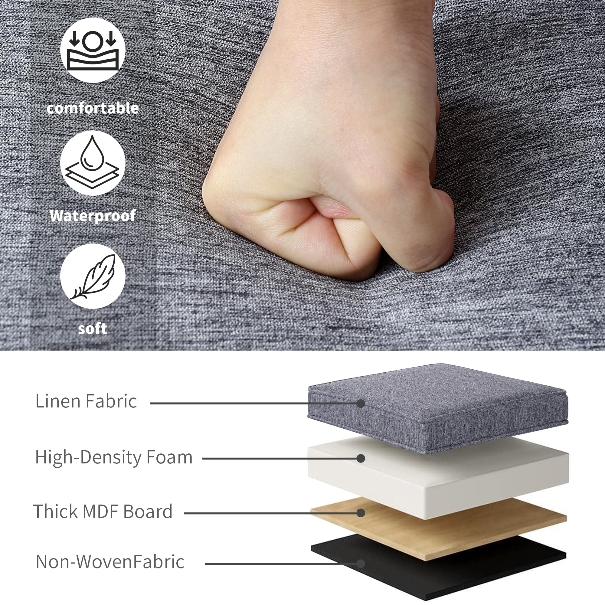 17.5 Inch Square Storage Ottoman with Wheels