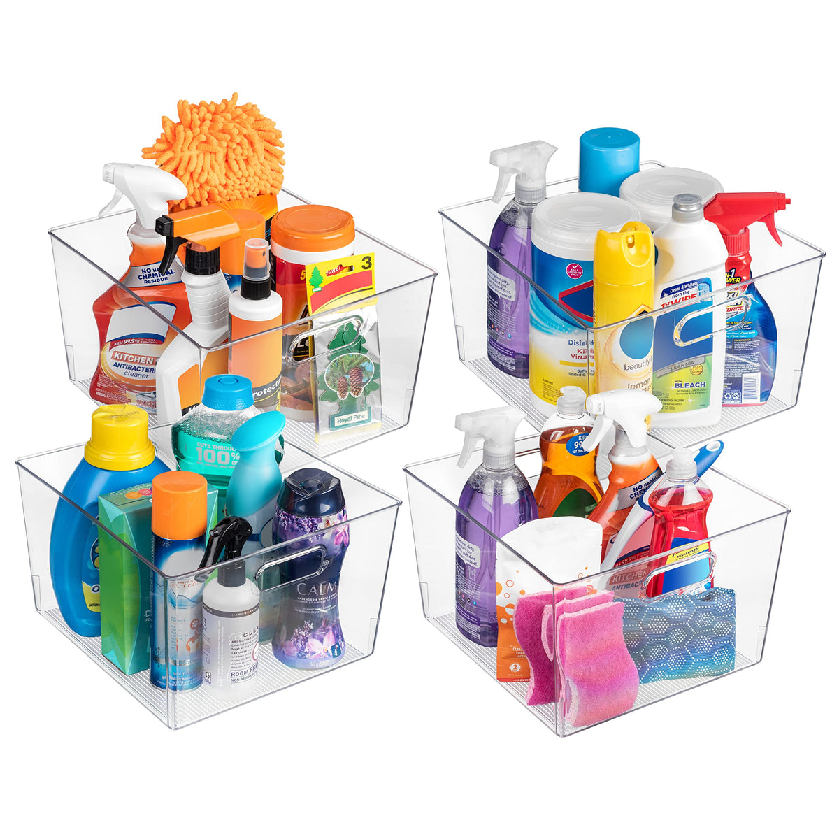 Clear Plastic Storage Bins for Kitchen (2 Count)