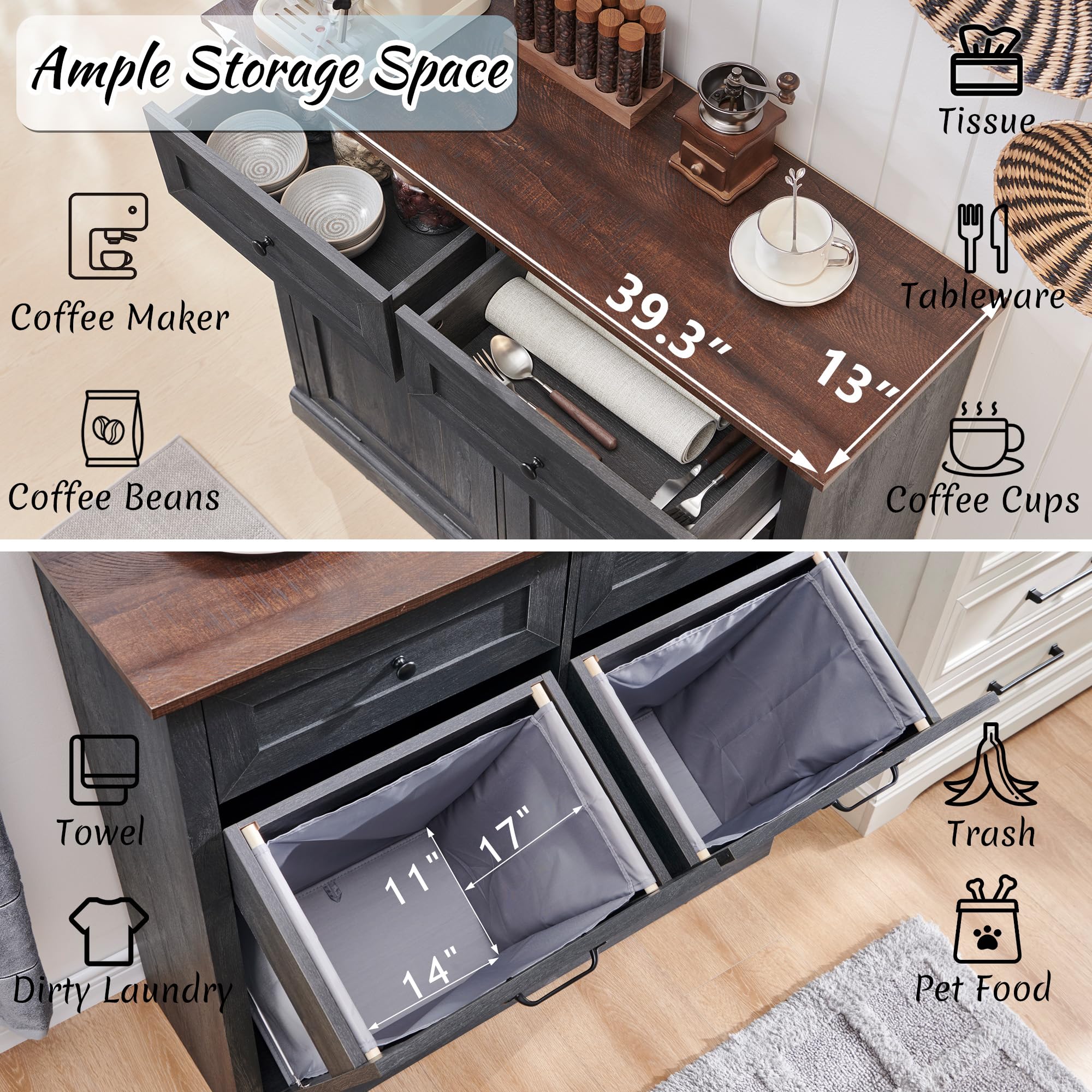 Double Tilt Out Laundry Hamper Cabinet