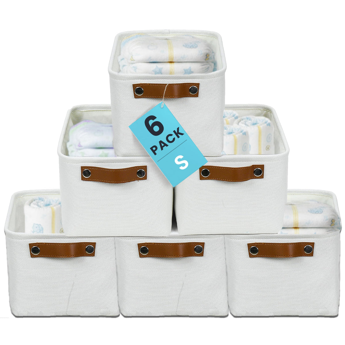 12x8in Canvas Storage Baskets (6 Count)