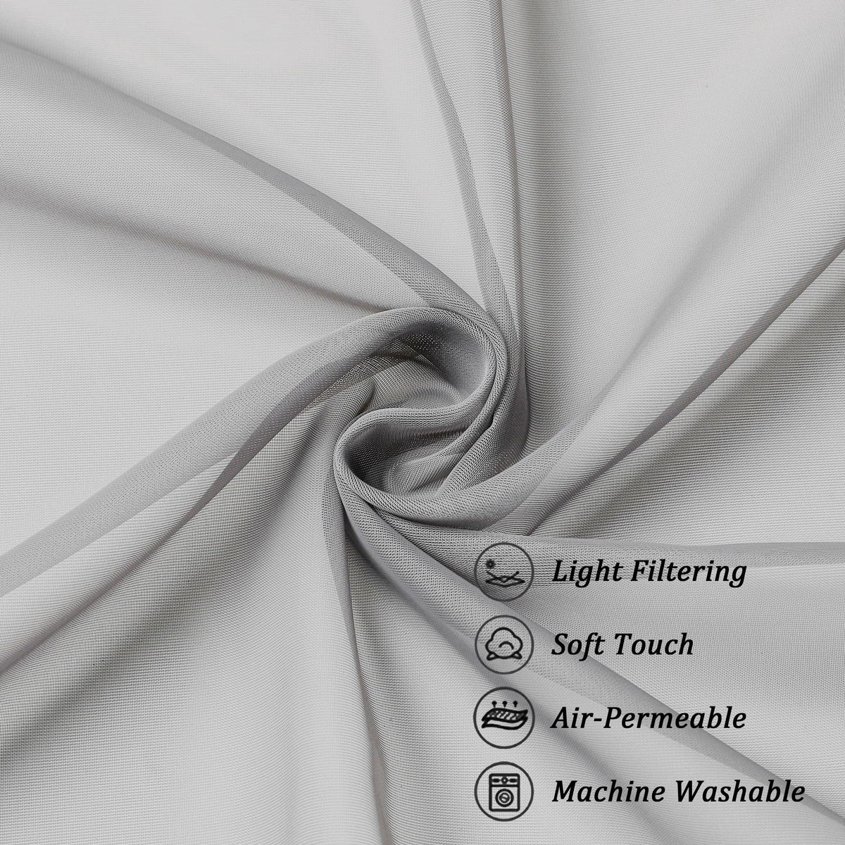 Light Grey Sheer Curtains 36 inch Length 2 Panels (2 Count)