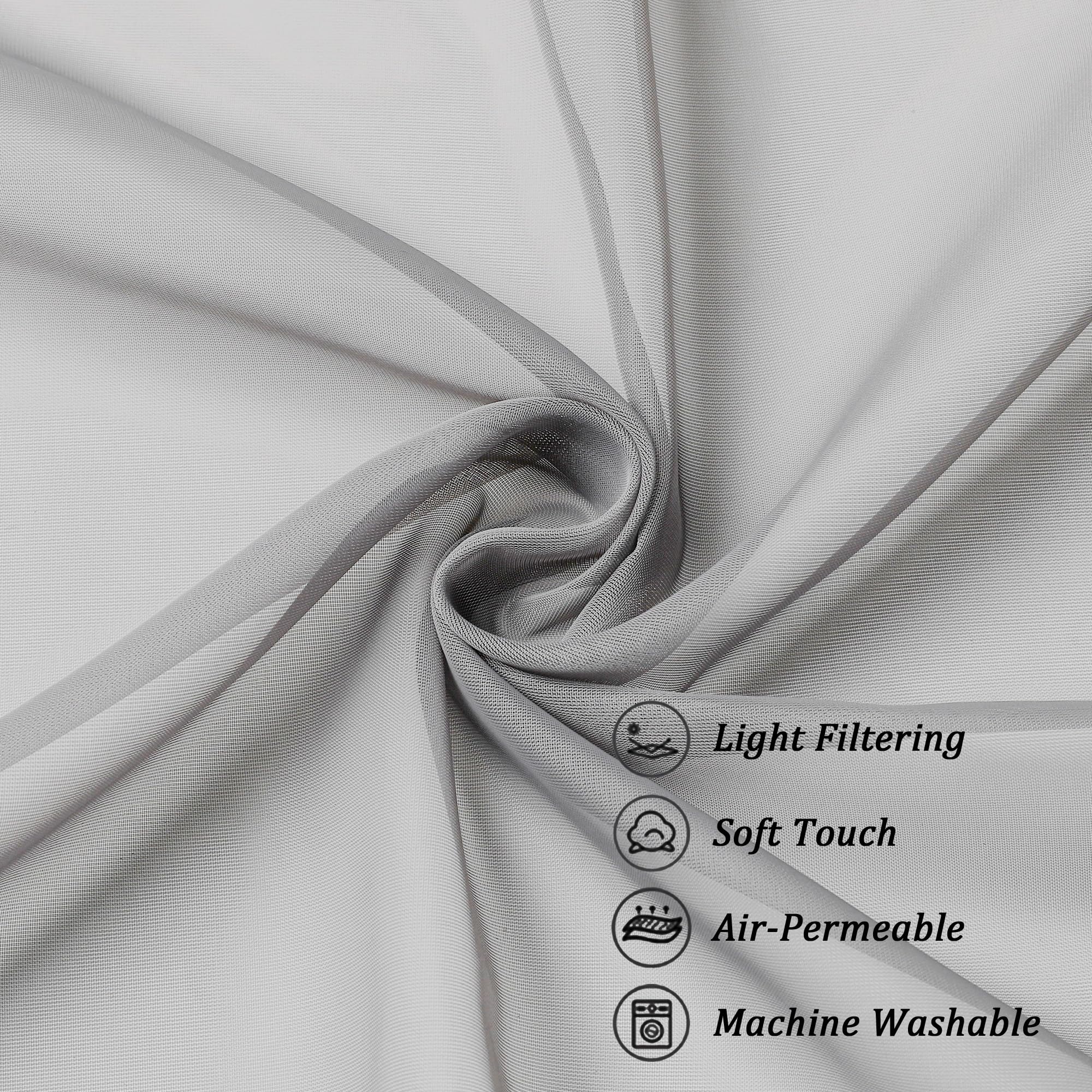 Light Grey Sheer Curtains 36 inch Length 2 Panels (2 Count)