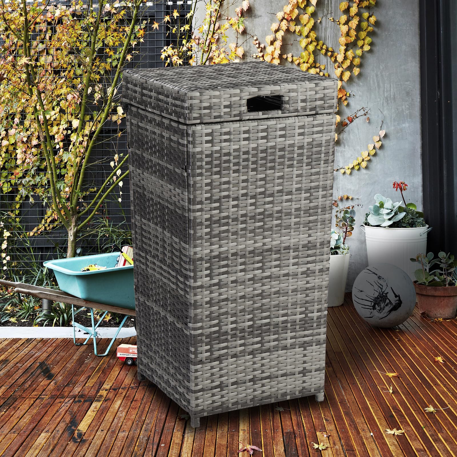 Wicker Patio Trash Can