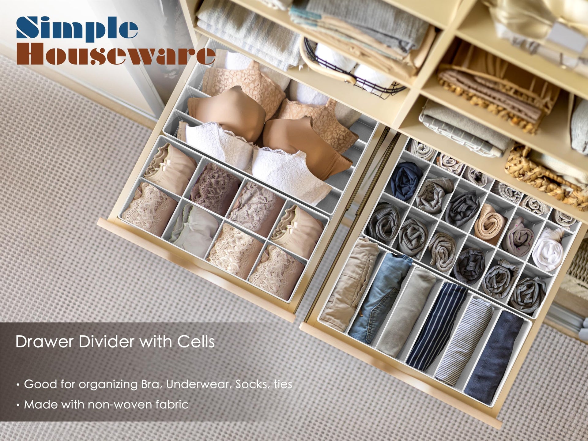 4 Pack Drawer Organizer Set for Underwear (4 Count)