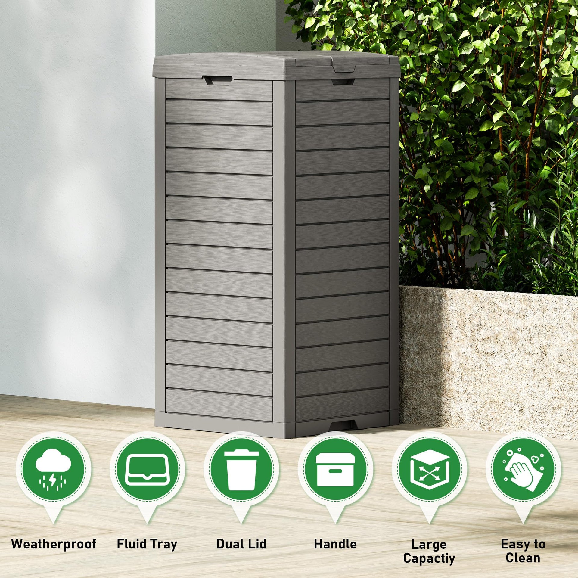 31 Gal Outdoor Trash Can with Lid