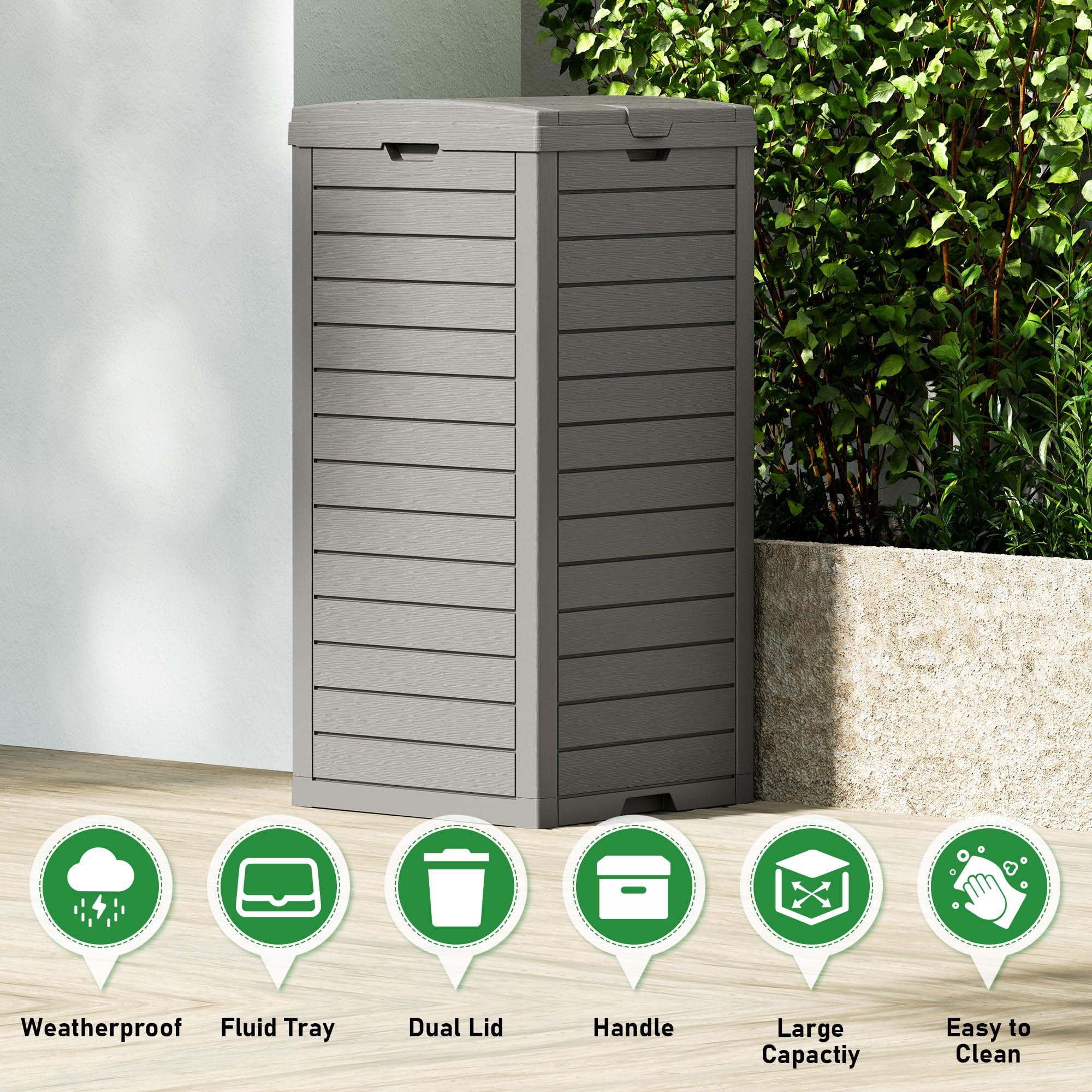 31 Gal Outdoor Trash Can with Lid