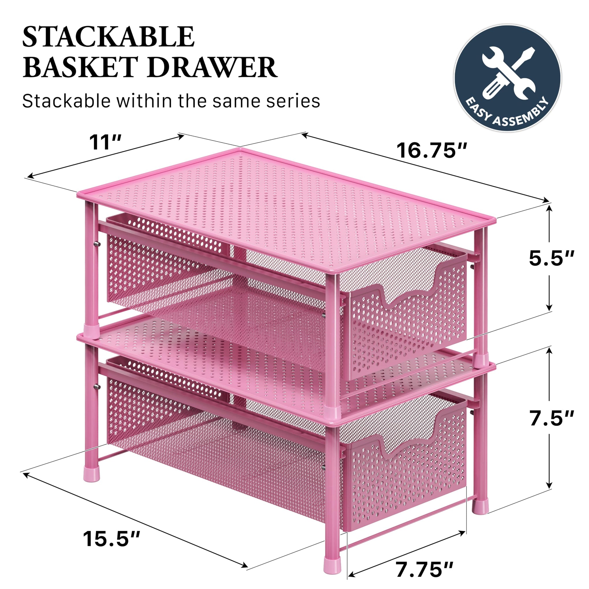 Stackable Cabinet Basket Drawer Organizer