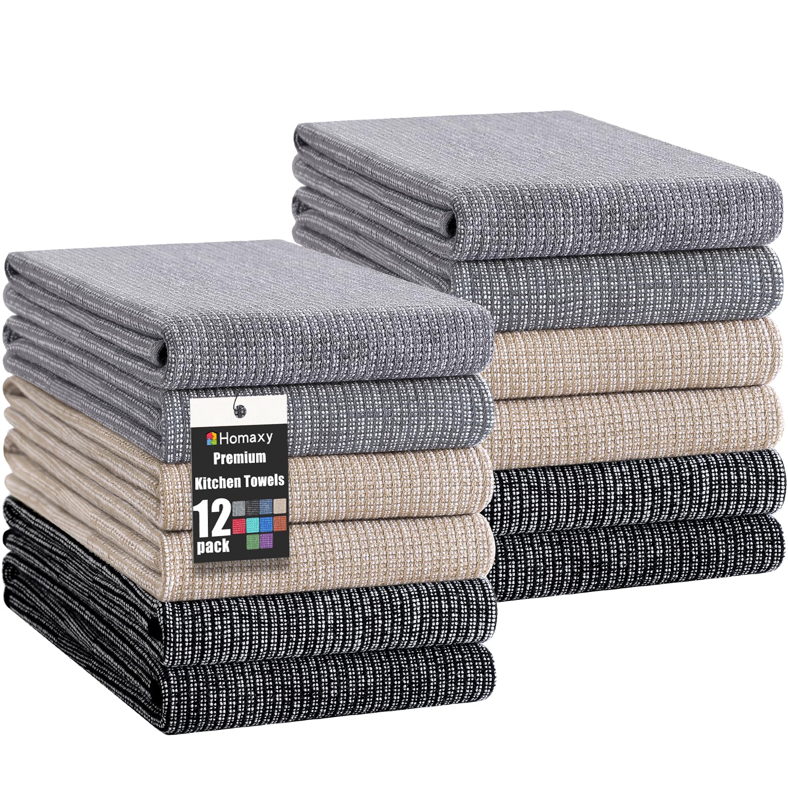 380 GSM Cotton Premium Kitchen Towels 12 Pack (12 Count)