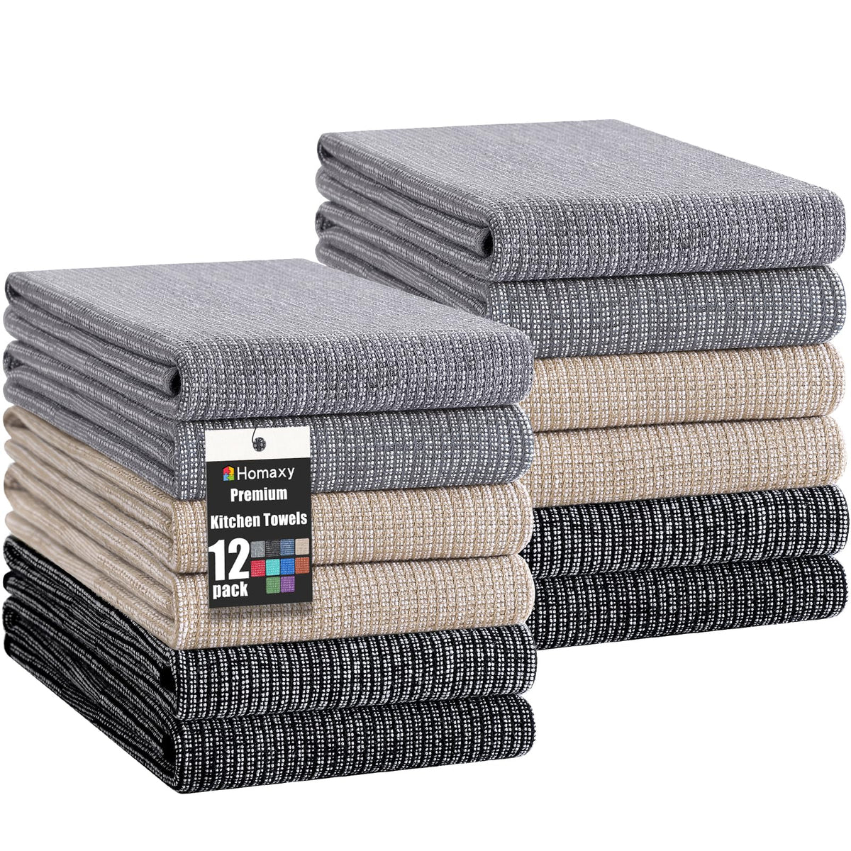 380 GSM Cotton Premium Kitchen Towels 12 Pack (12 Count)