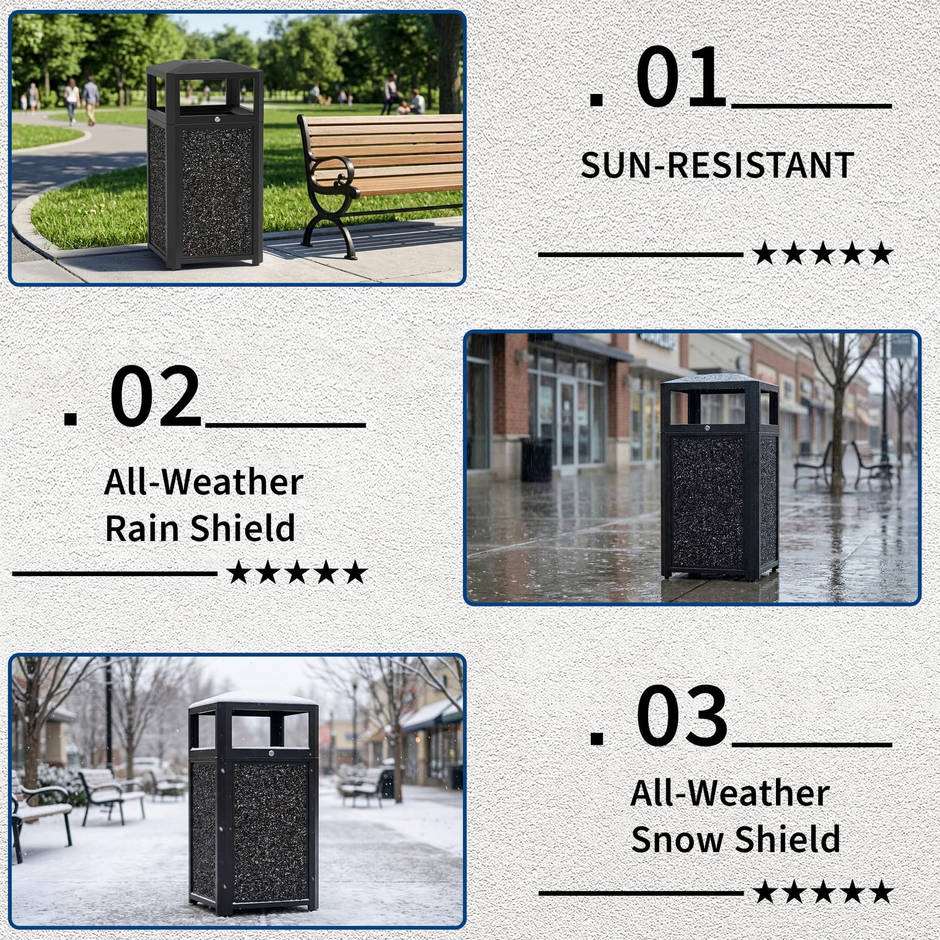 40 Gal. Commercial Outdoor Trash Can with Lid & Ashtray