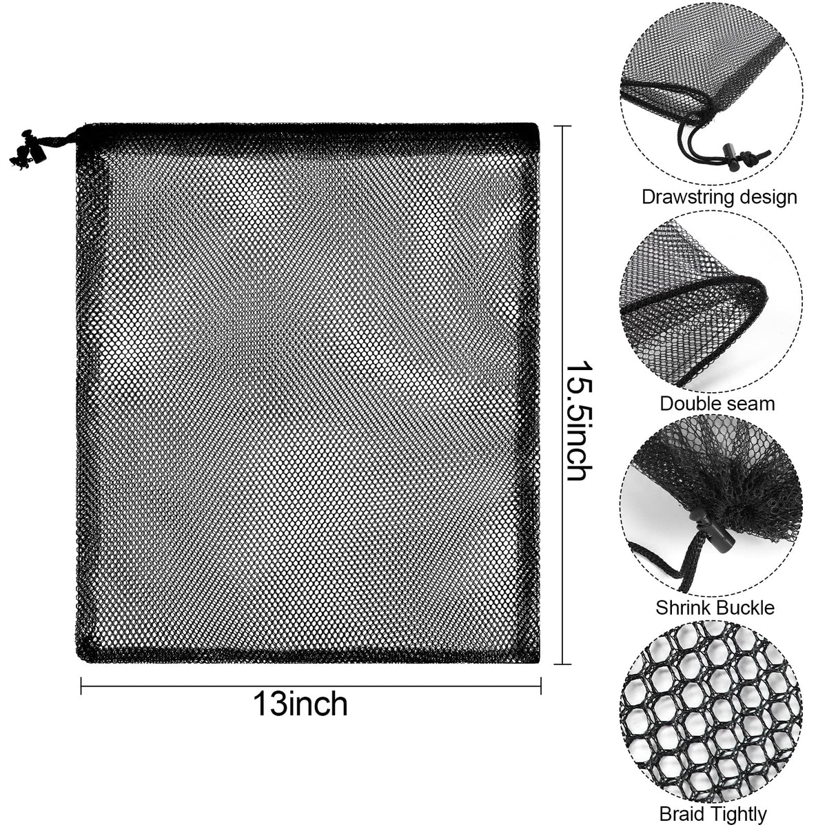 13"X15.5" 100Pcs Mesh Laundry Drawstring Bag Nylon Drawstring Gym Bag with Cord Lock Closure (100 Count)