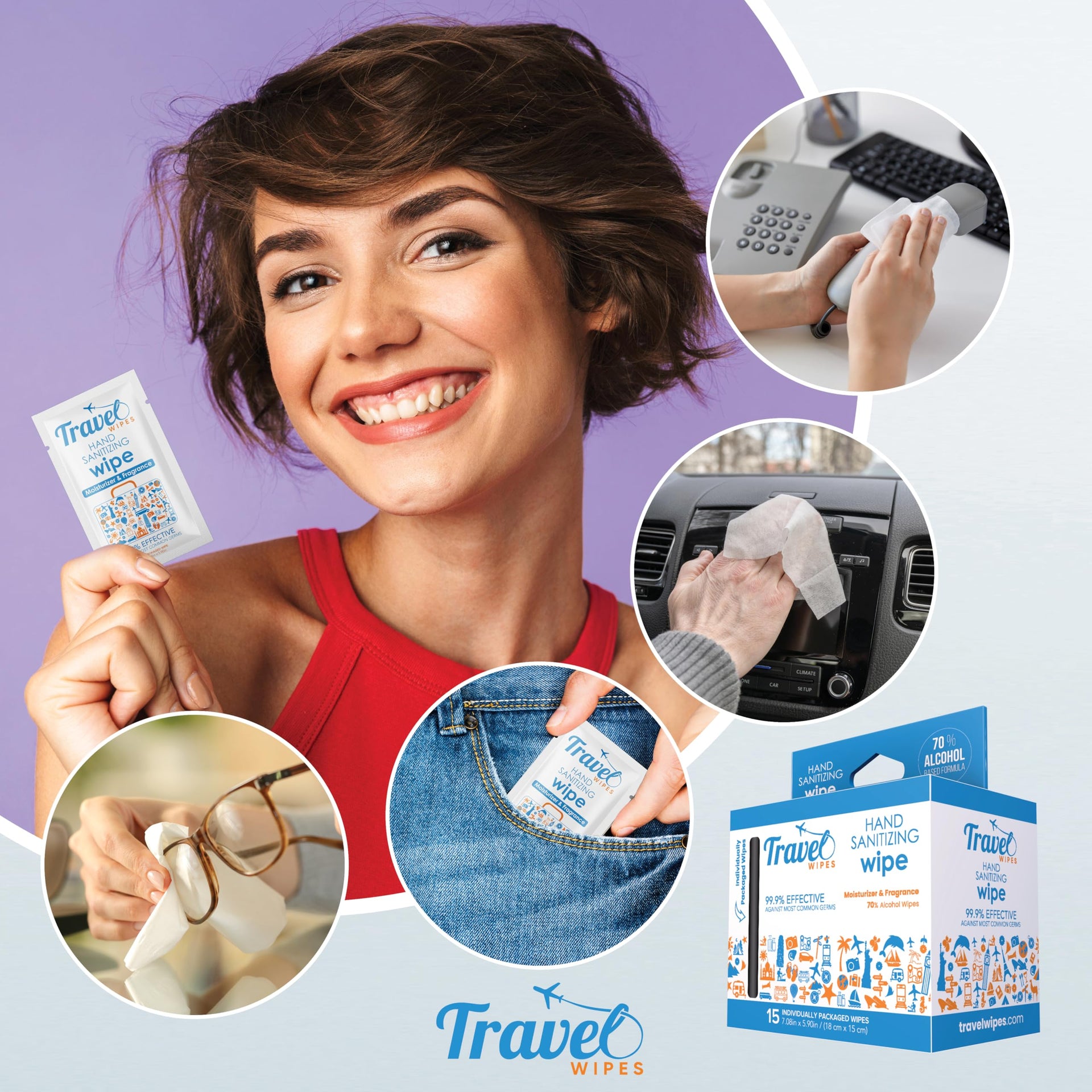 Hand Sanitizing Travel Wipes (15 Count)