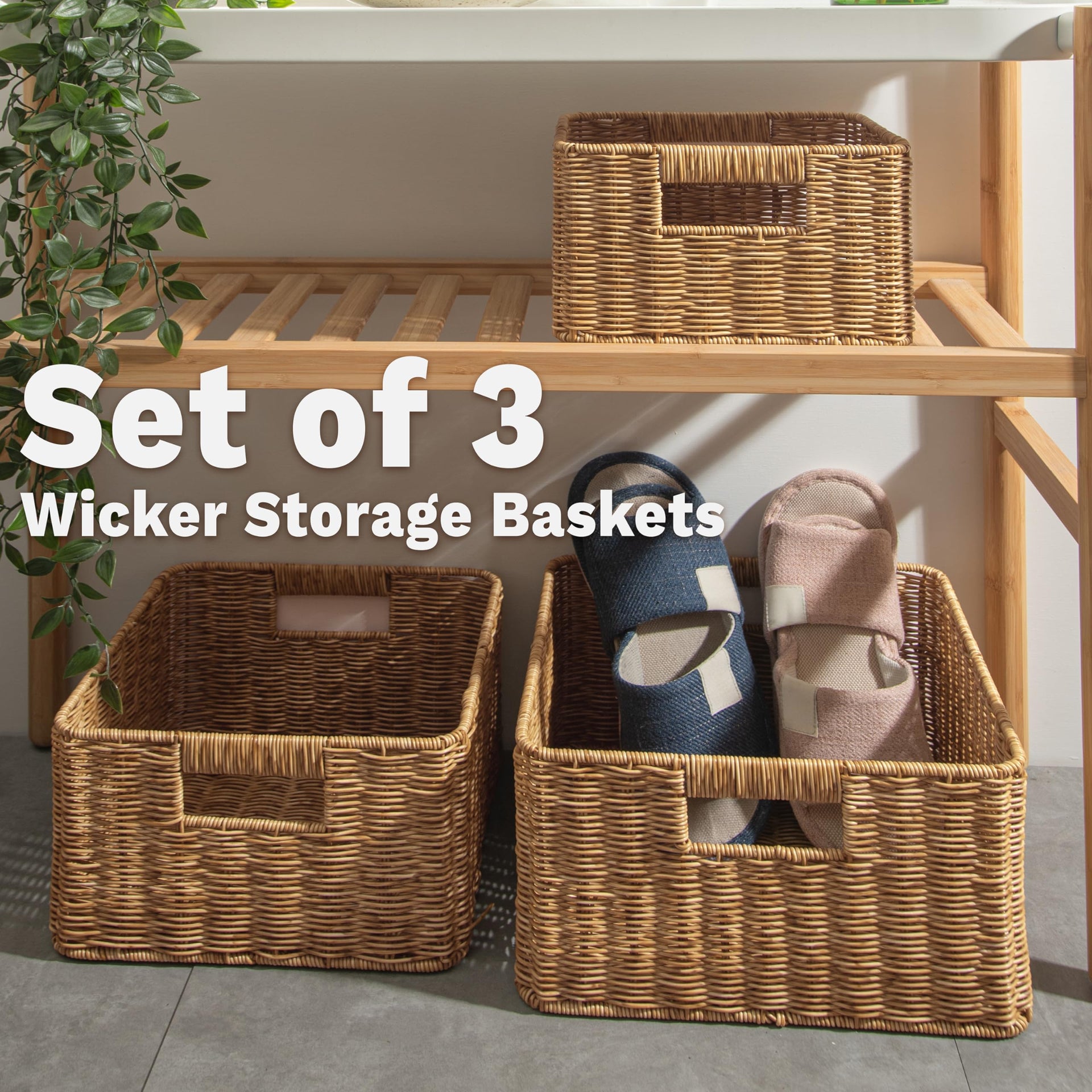 Wicker Storage Basket (3 Count)