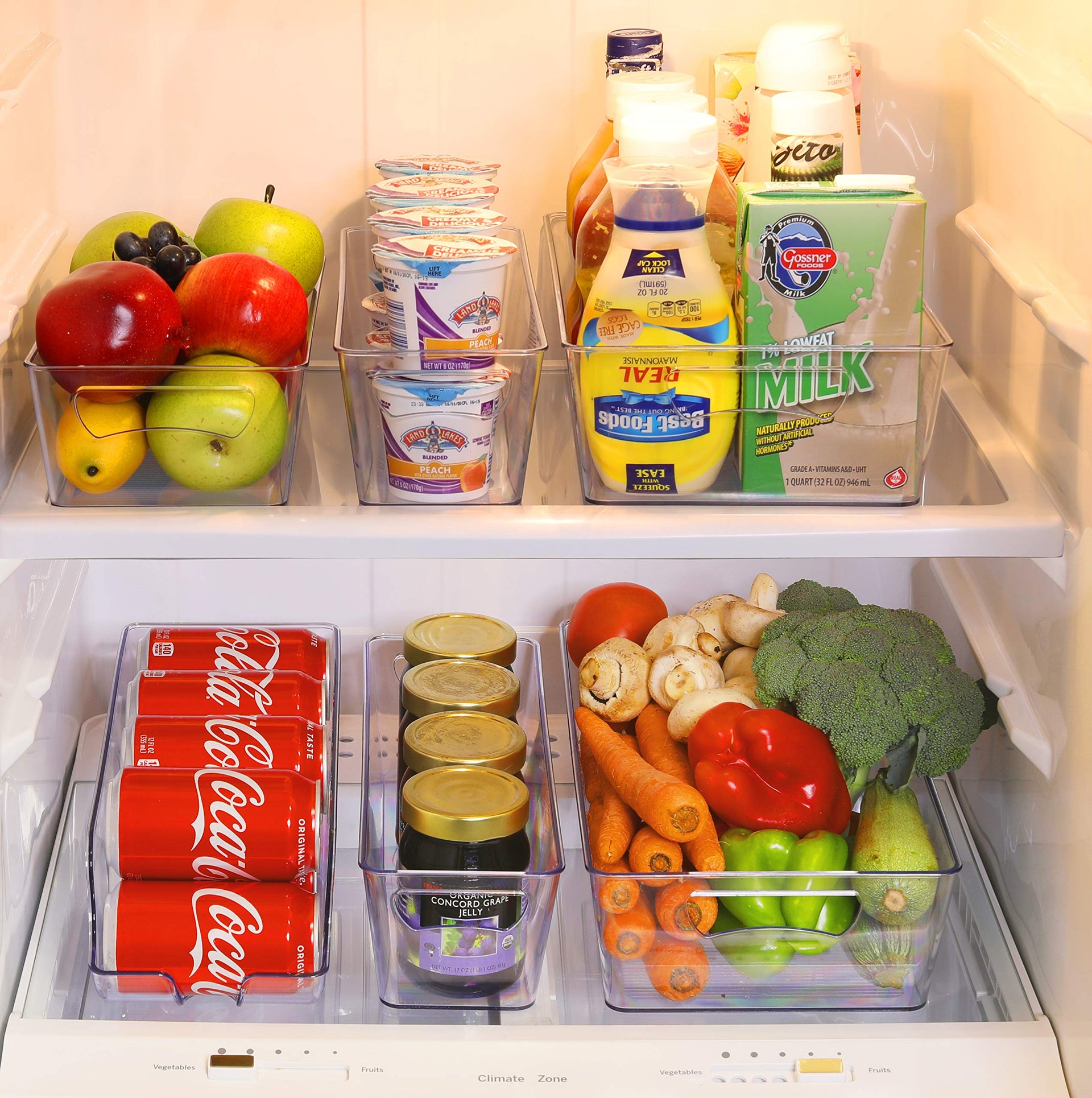 Refrigerator Storage Organizer Bins (6 Count)