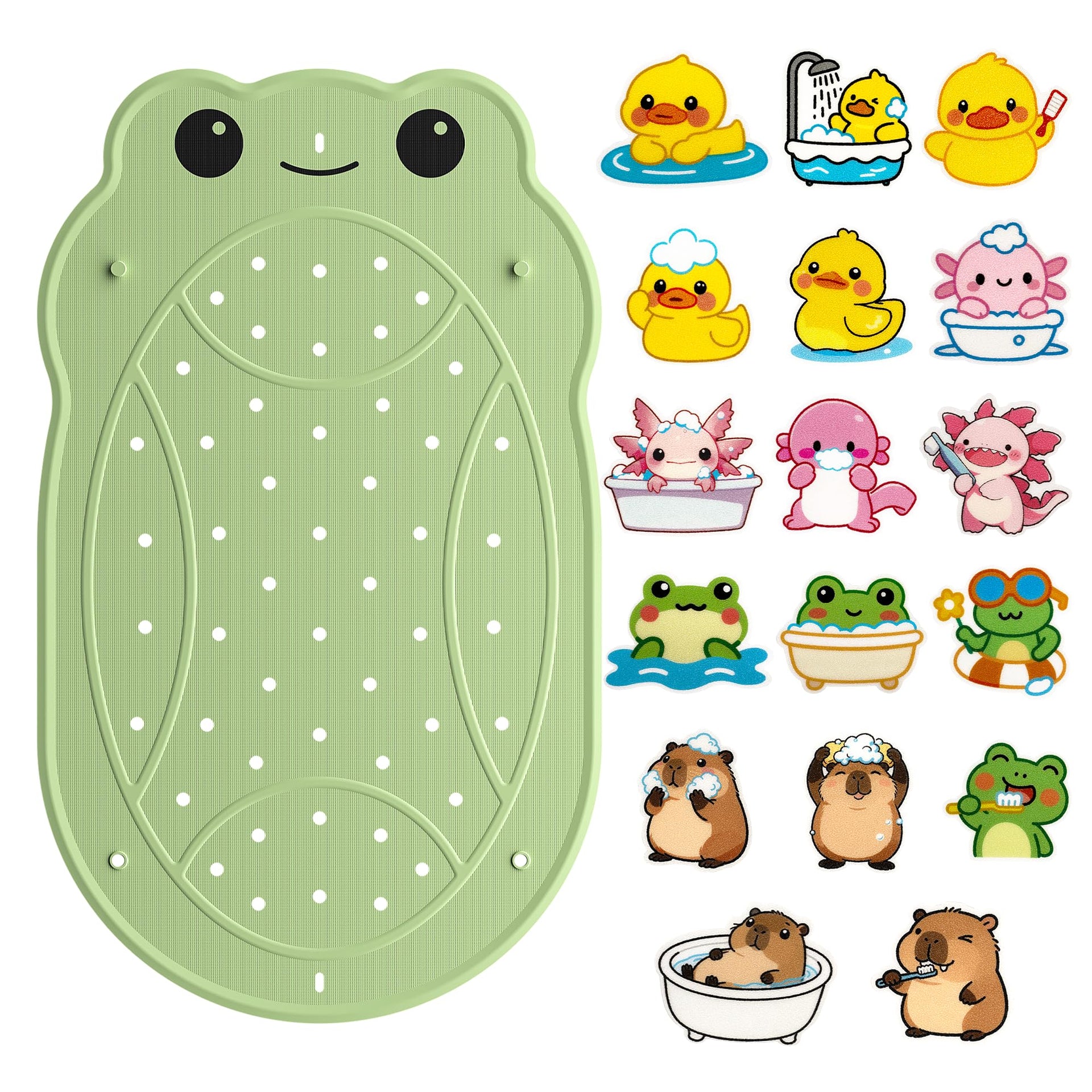 Kids Bathtub Mat Non Slip with 17PCS Bathtub Stickers for Toddlers