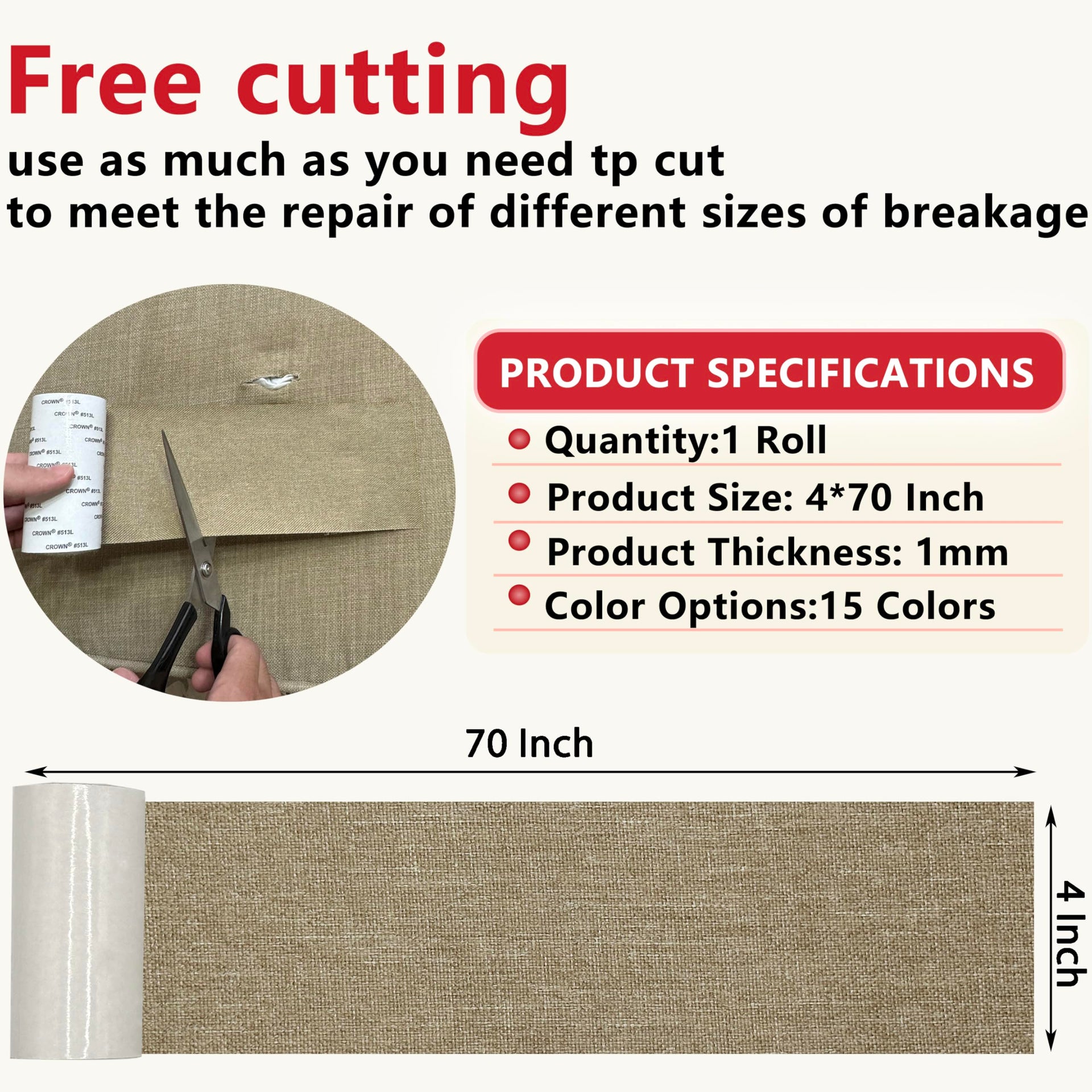 Linen Repair Tape 4x70 Inch Self
